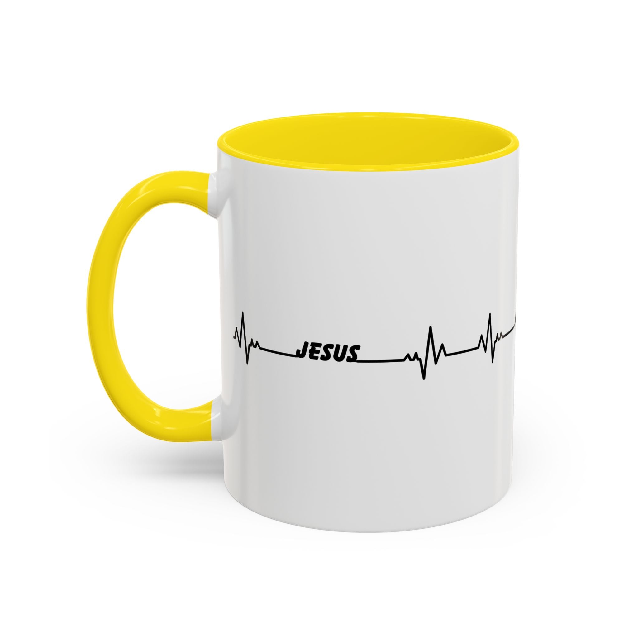 Jesus Heartbeat Accent Coffee Mug — Christian Faith Gift