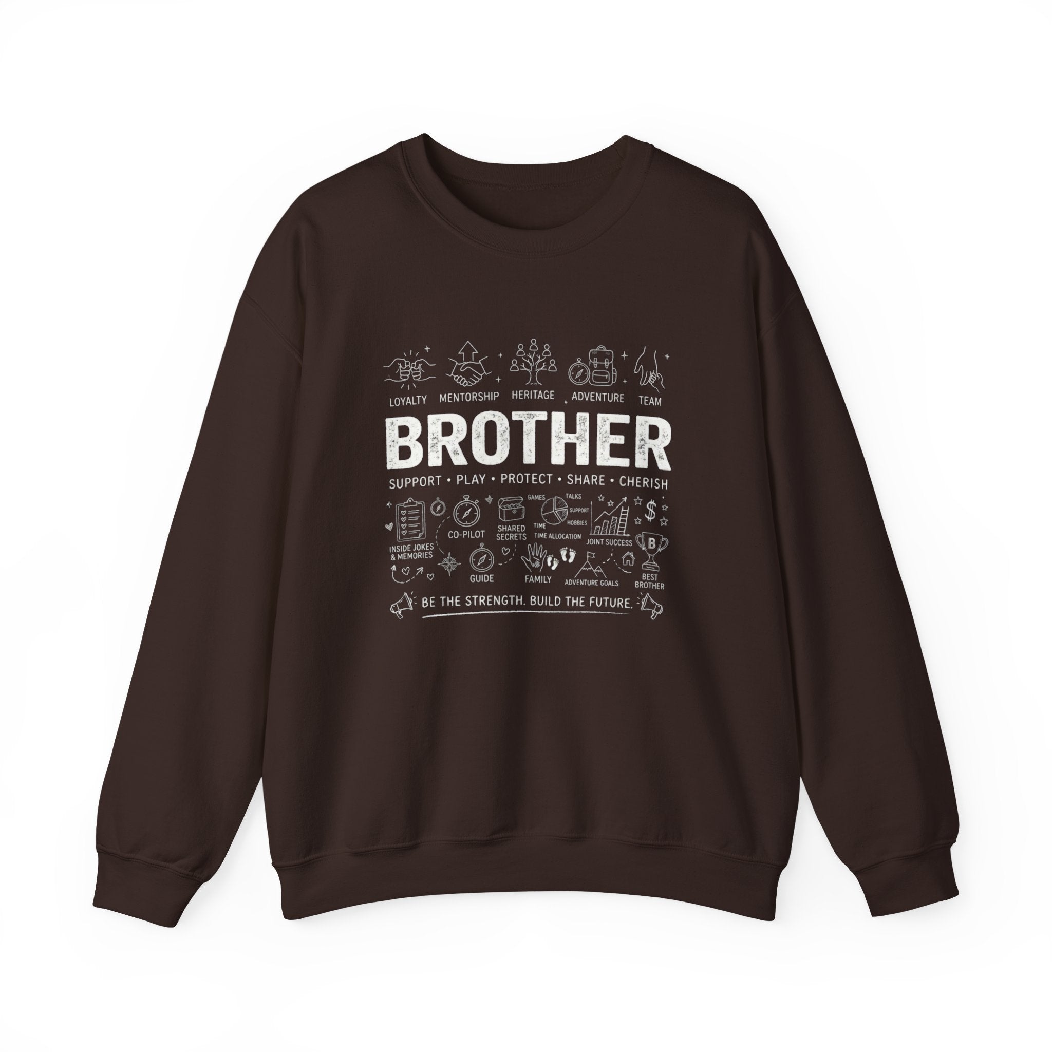 Brother Crewneck Sweatshirt – Brotherhood Icons Design (Loyalty, Mentorship, Adventure)