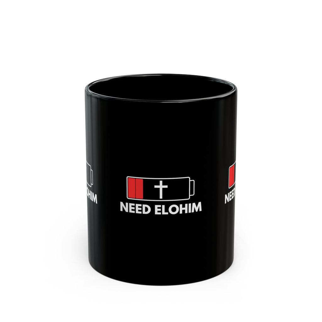 Need Elohim Black Mug – Low Battery Cross Graphic Coffee Cup (11oz/15oz)