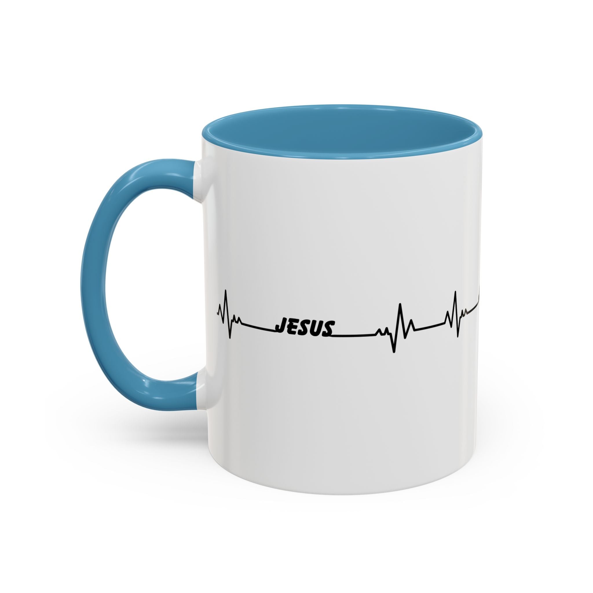 Jesus Heartbeat Accent Coffee Mug — Christian Faith Gift