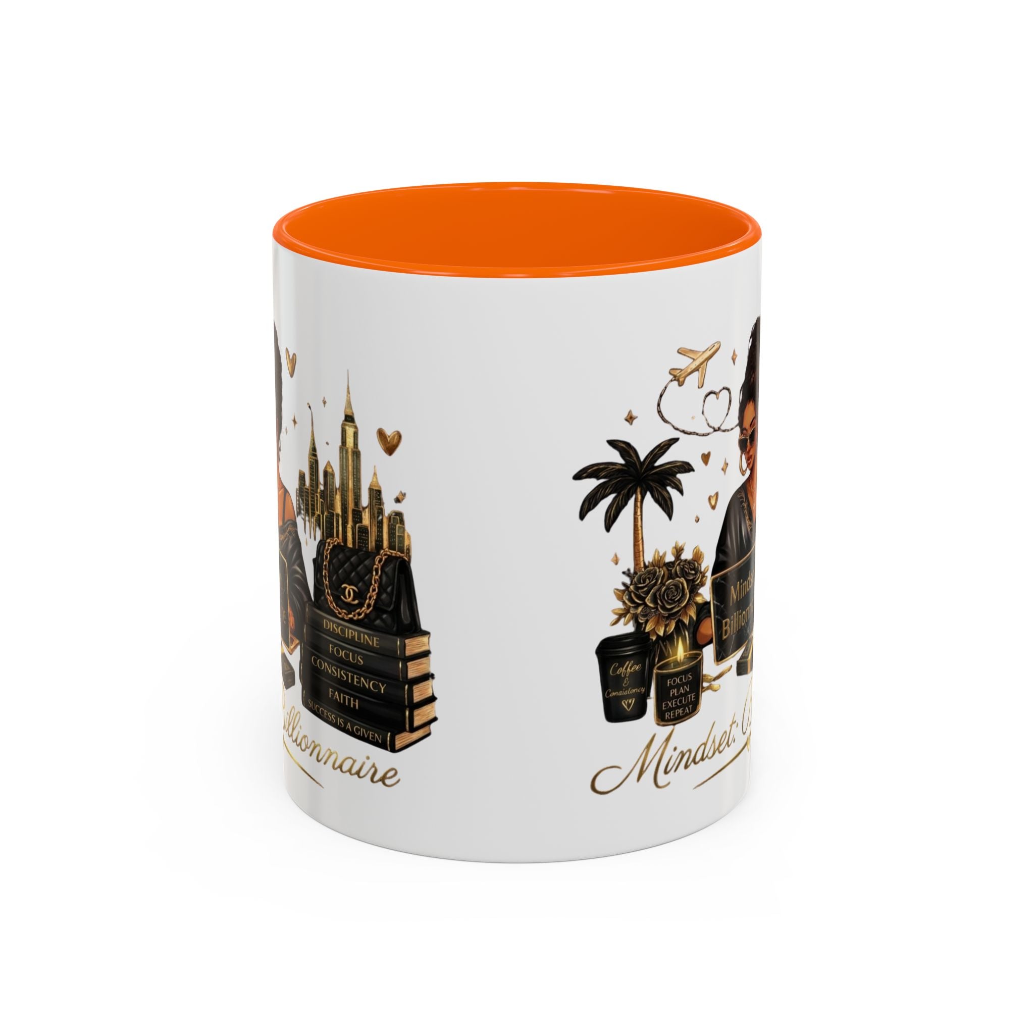 Mindset: Billionaire Accent Coffee Mug — Inspirational Black Woman Design (11/15 oz)