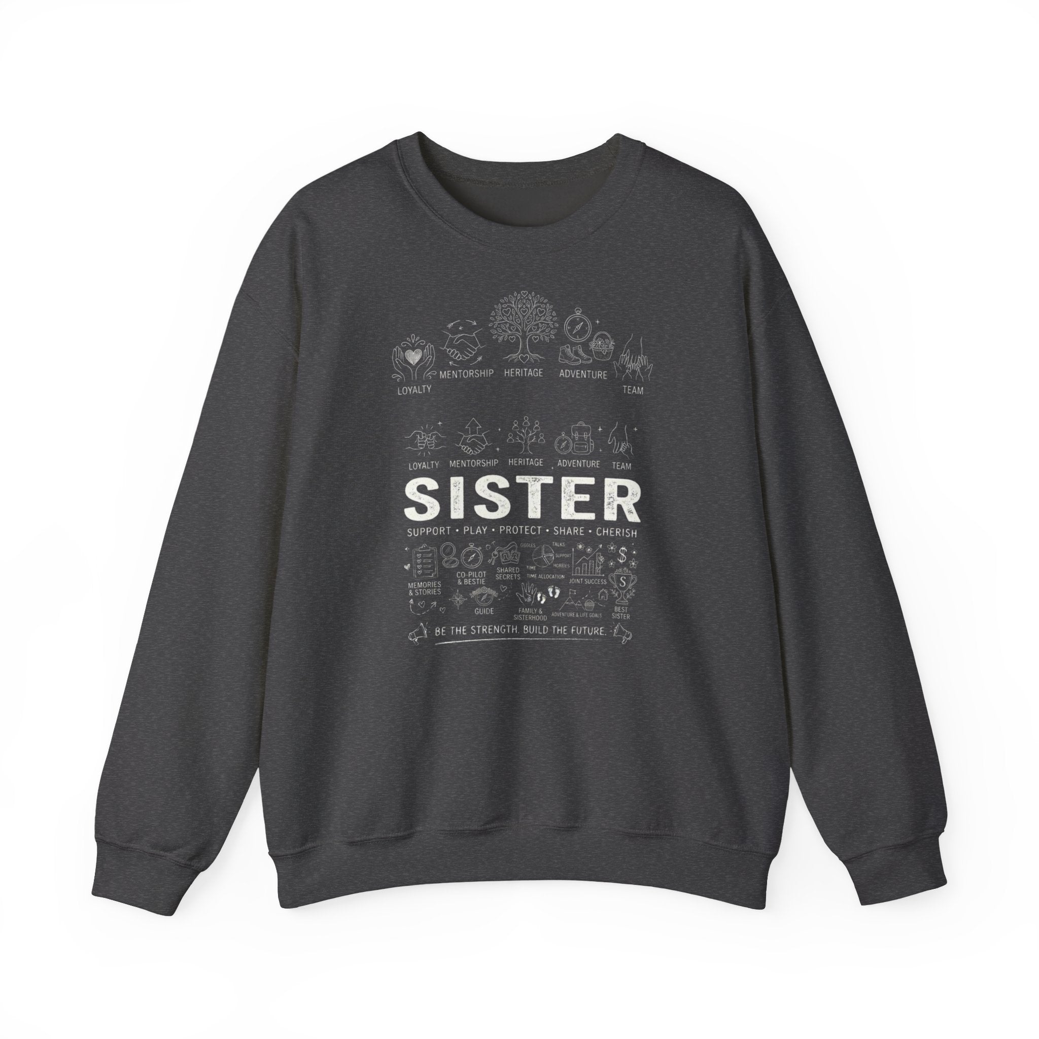 Crewneck Sweatshirt — "Sister" Illustrated Family Tree Design