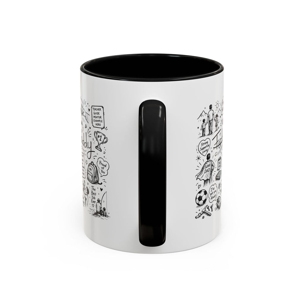 Father/Daddy Illustrated Memory Coffee Mug — Black Accent 11/15oz