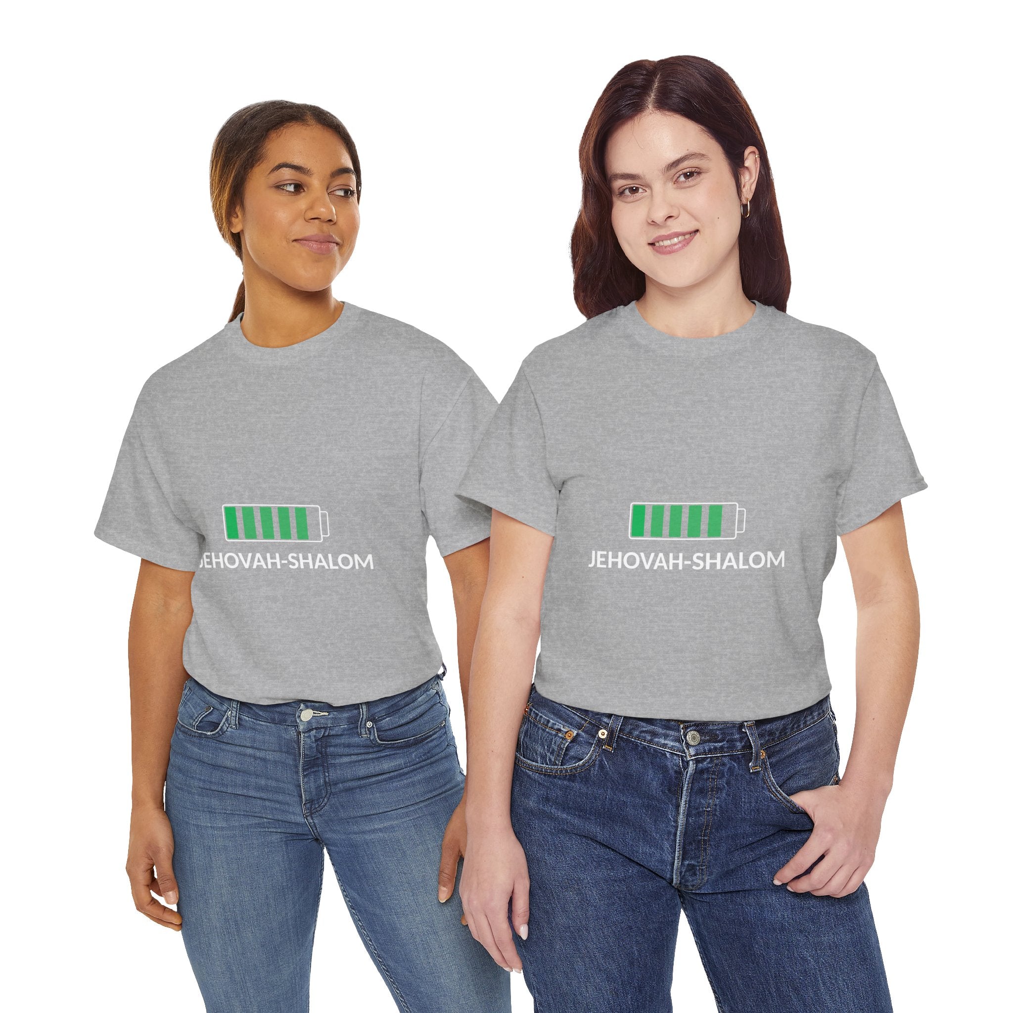 Jehovah-Shalom Battery Graphic Tee — Christian Faith Peace T-Shirt