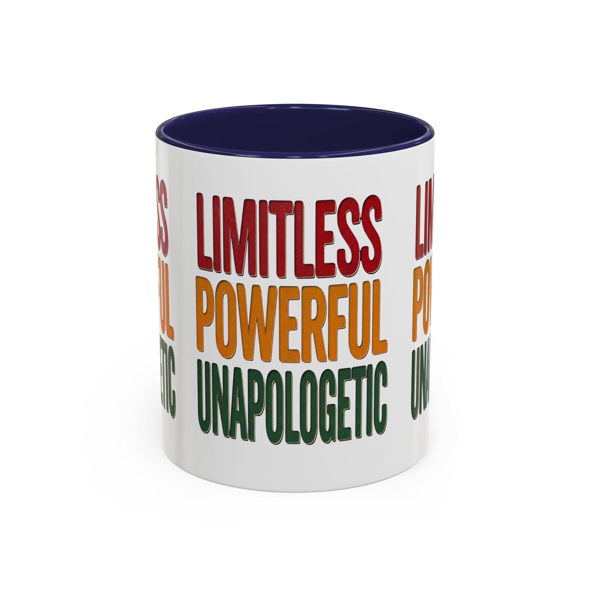 Accent Mug — "Limitless Powerful Unapologetic" Motivational Coffee Cup