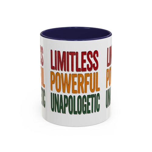 Accent Mug — "Limitless Powerful Unapologetic" Motivational Coffee Cup