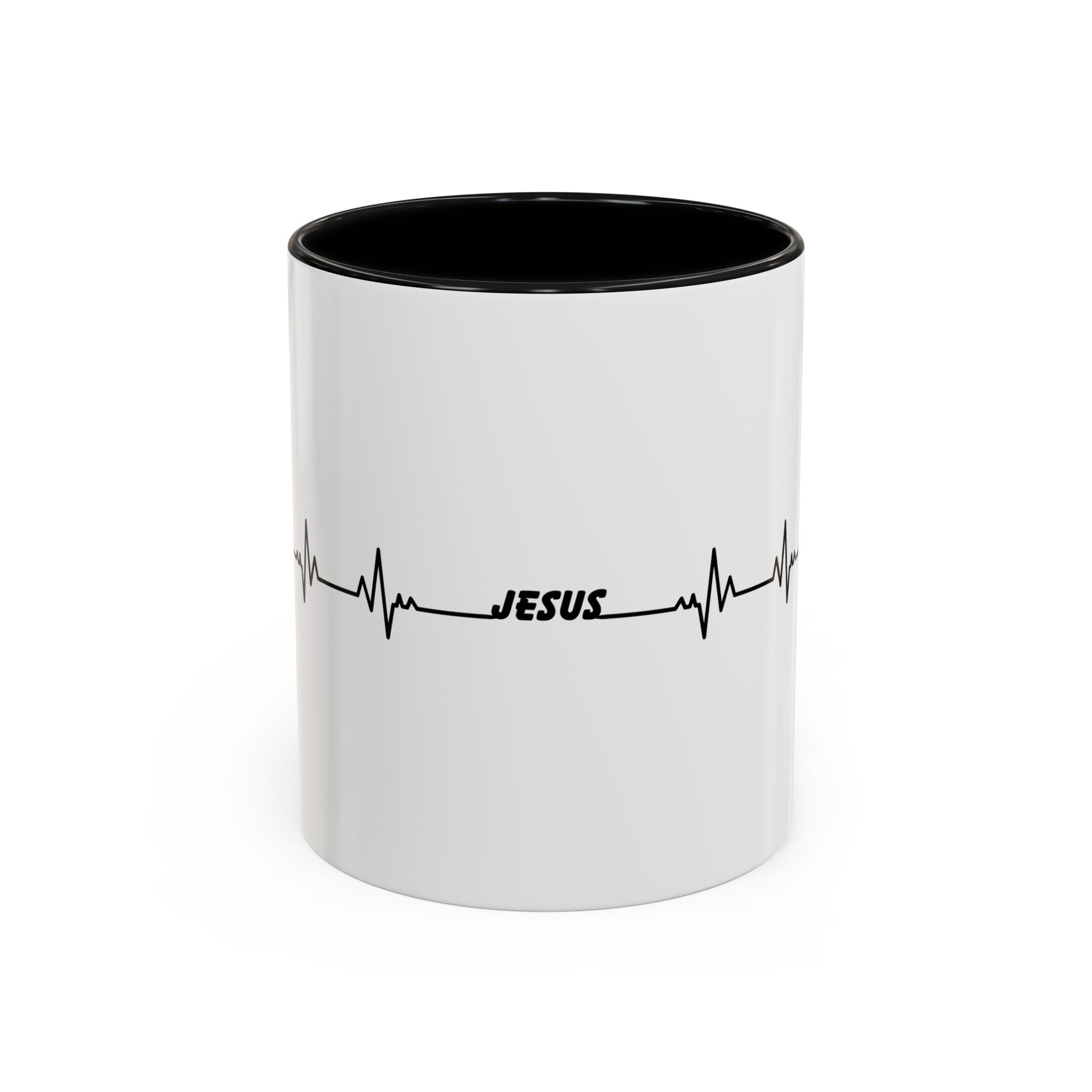 Jesus Heartbeat Accent Coffee Mug — Christian Faith Gift