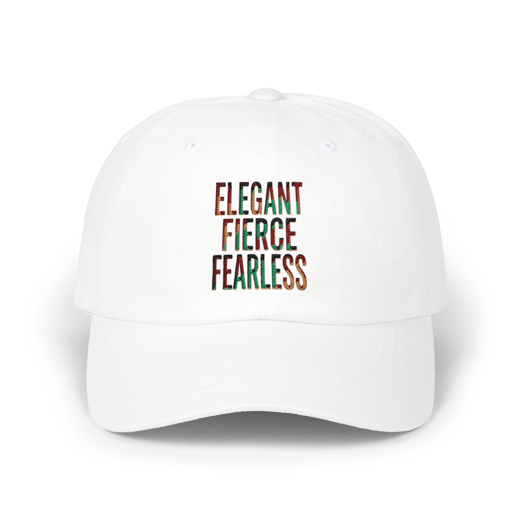 Dad Cap — Elegant Fierce Fearless Floral Embroidered Hat