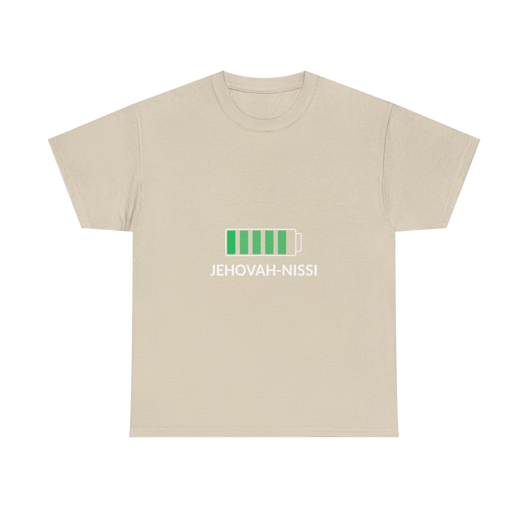 Jehovah-Nissi Battery Tee — Christian Faith Graphic T-Shirt
