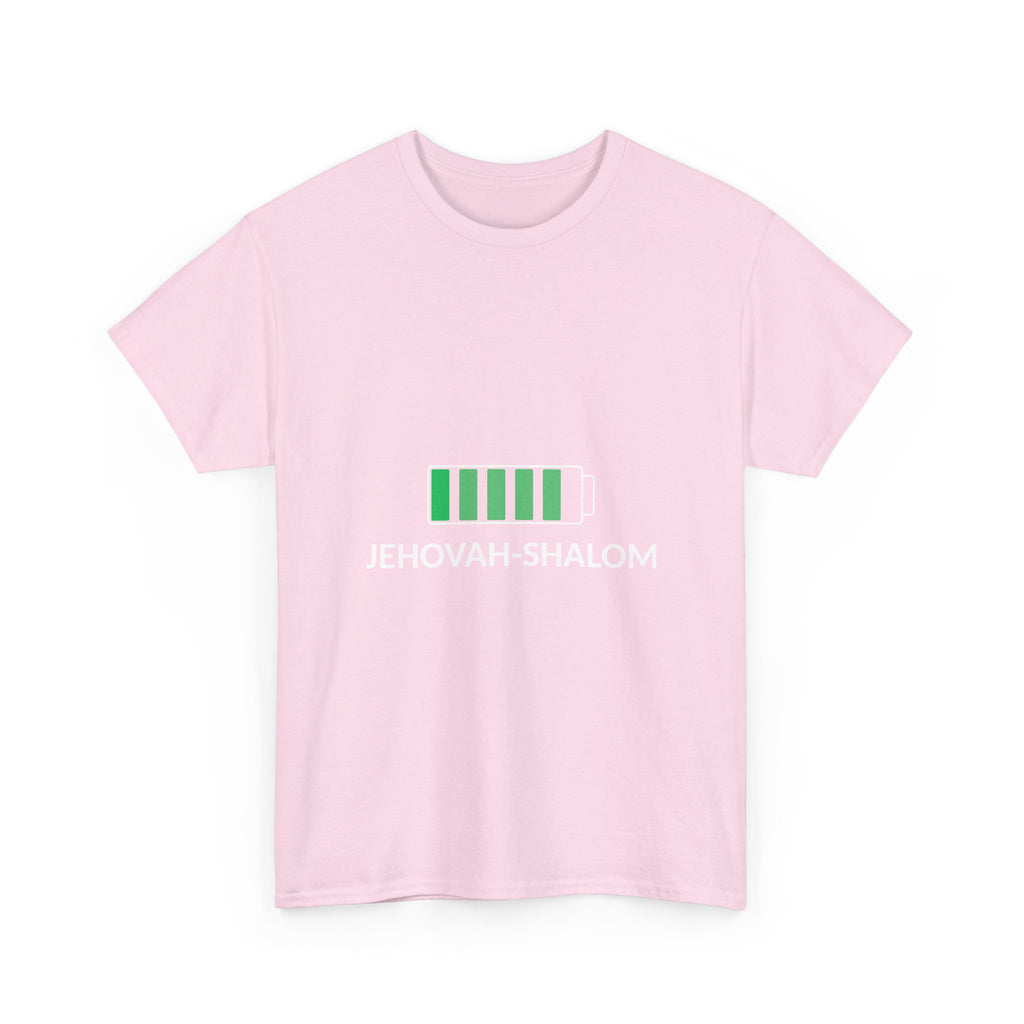 Jehovah-Shalom Battery Graphic Tee — Christian Faith Peace T-Shirt