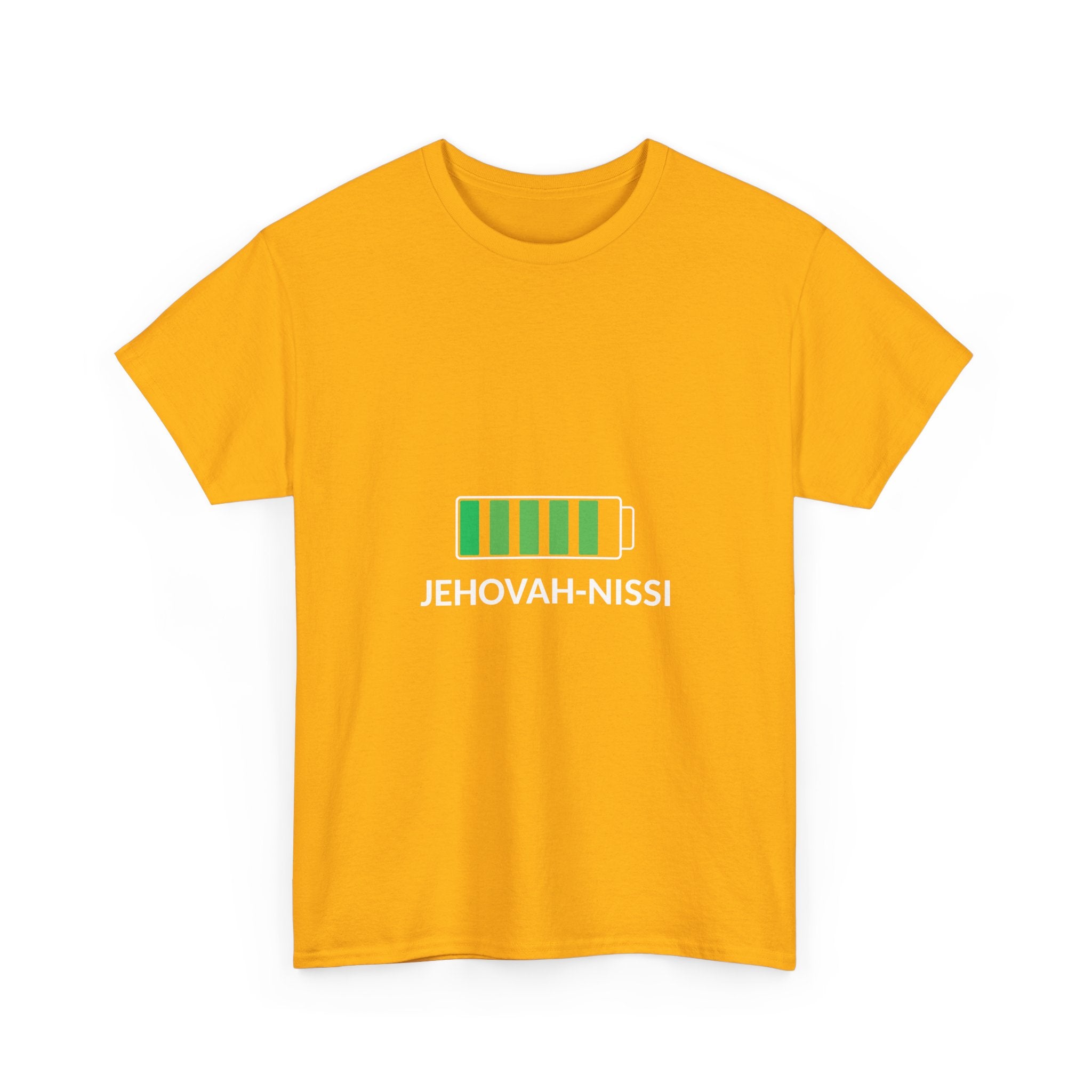 Jehovah-Nissi Battery Tee — Christian Faith Graphic T-Shirt