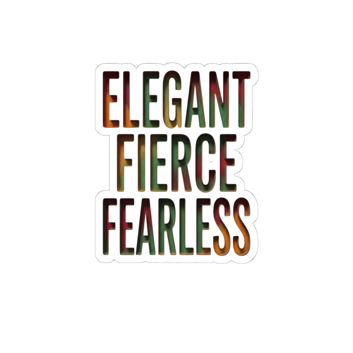 Elegant Fierce Fearless Kiss-Cut Sticker | Juneteenth Pan-African Pride, 1865 Freedom