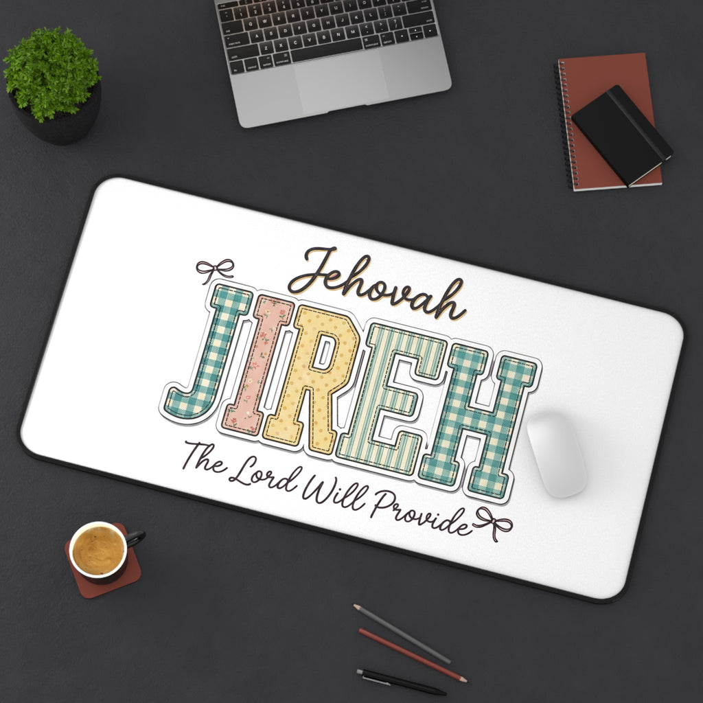 Jehovah Jireh Desk Mat — "The Lord Will Provide" Christian Office Desk Pad