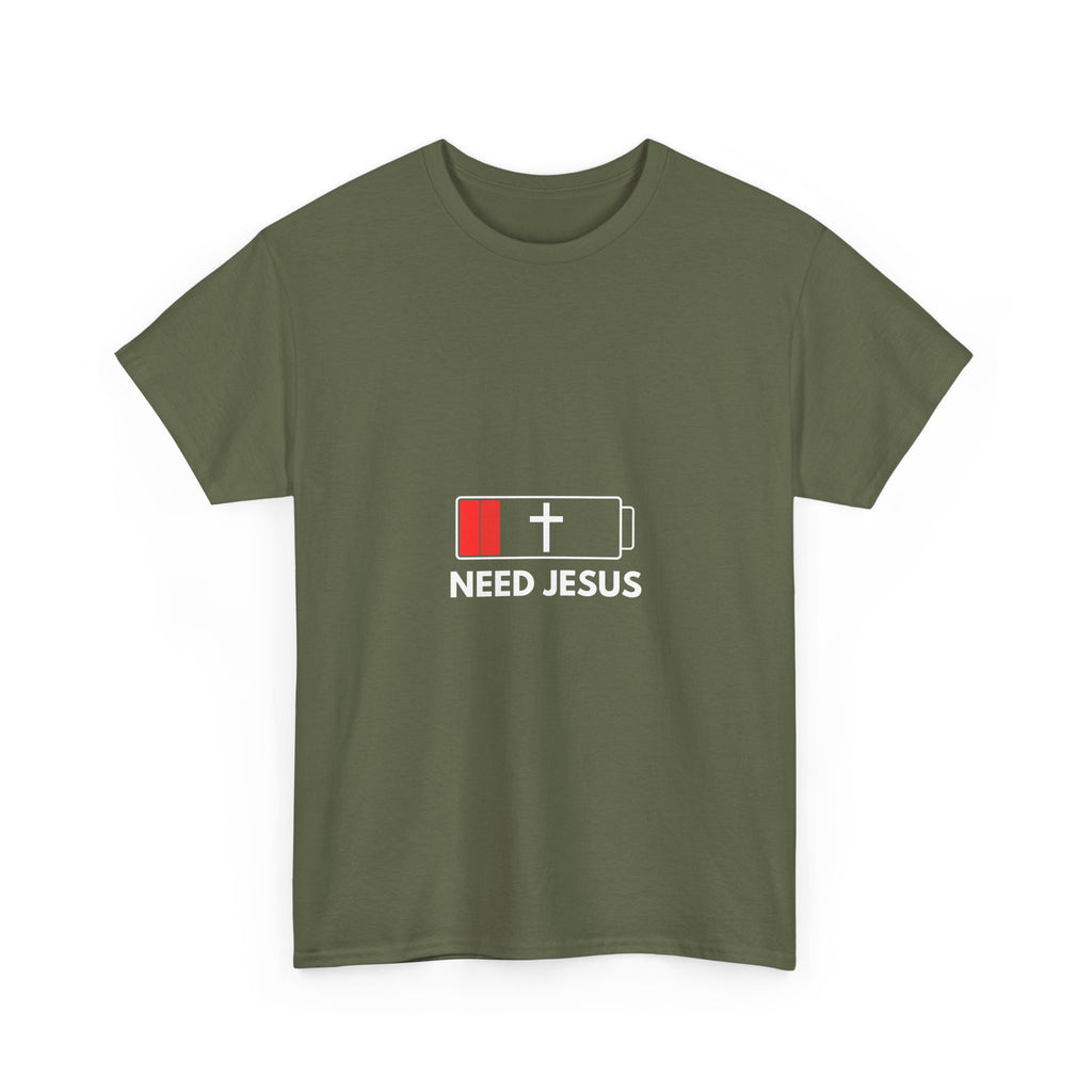 Need Jesus Low Battery Christian T-Shirt