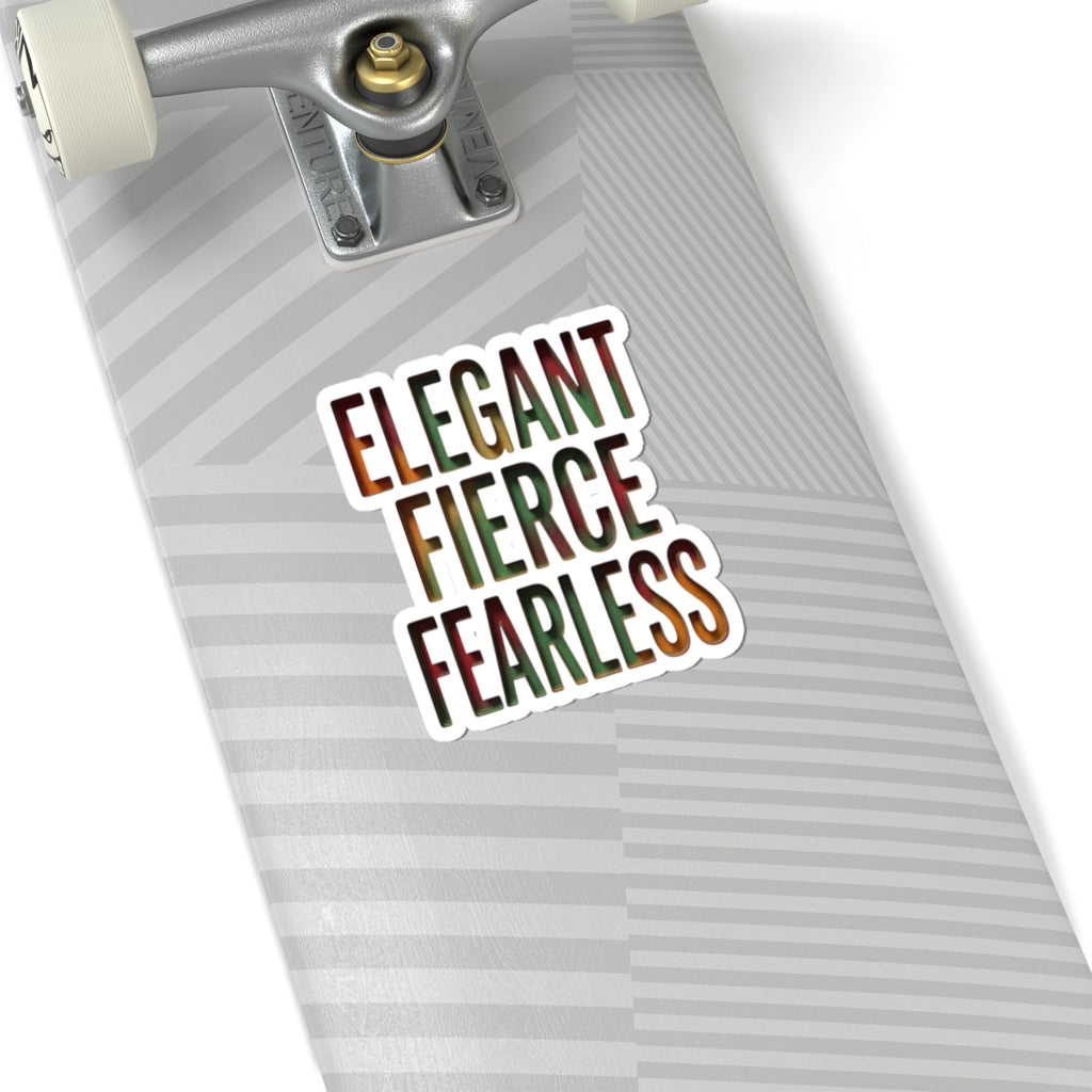 Elegant Fierce Fearless Kiss-Cut Sticker | Juneteenth Pan-African Pride, 1865 Freedom