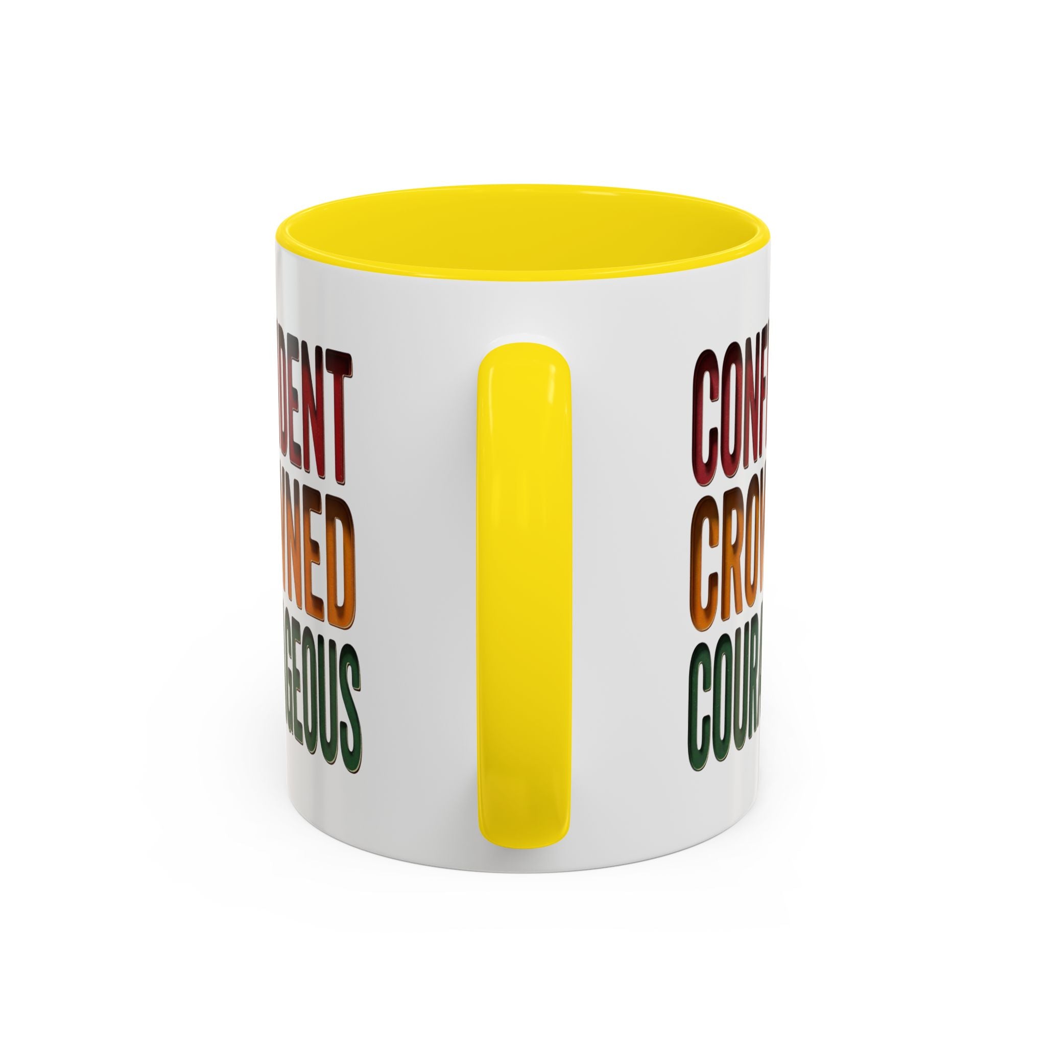 Accent Coffee Mug — 'Confident, Crowned, Courageous' Empowerment Coffee Mug