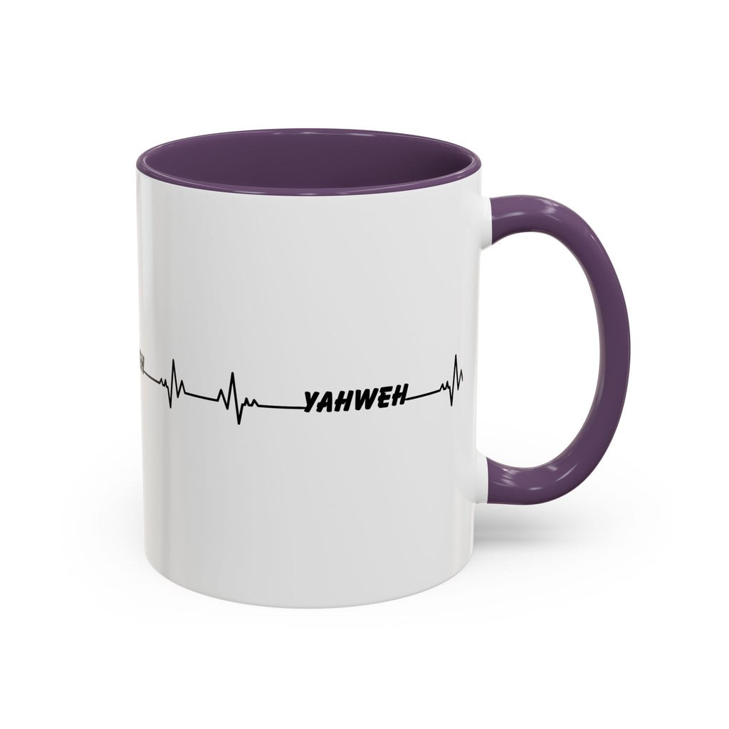 Yahweh Heartbeat Accent Coffee Mug — Christian Faith Prayer Gift (11/15oz)