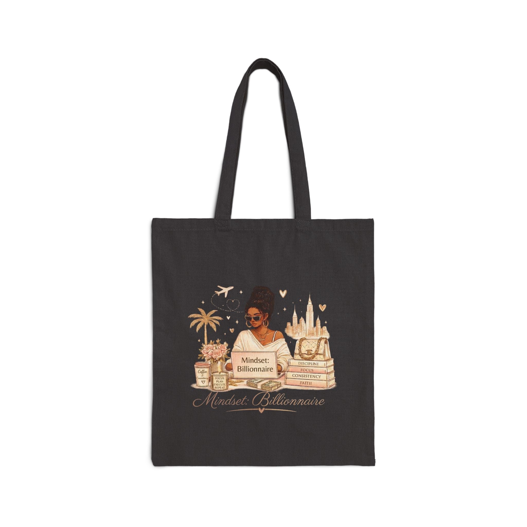 Canvas Tote — 'Manifest Millionaire' Travel-Inspired Shopper Bag