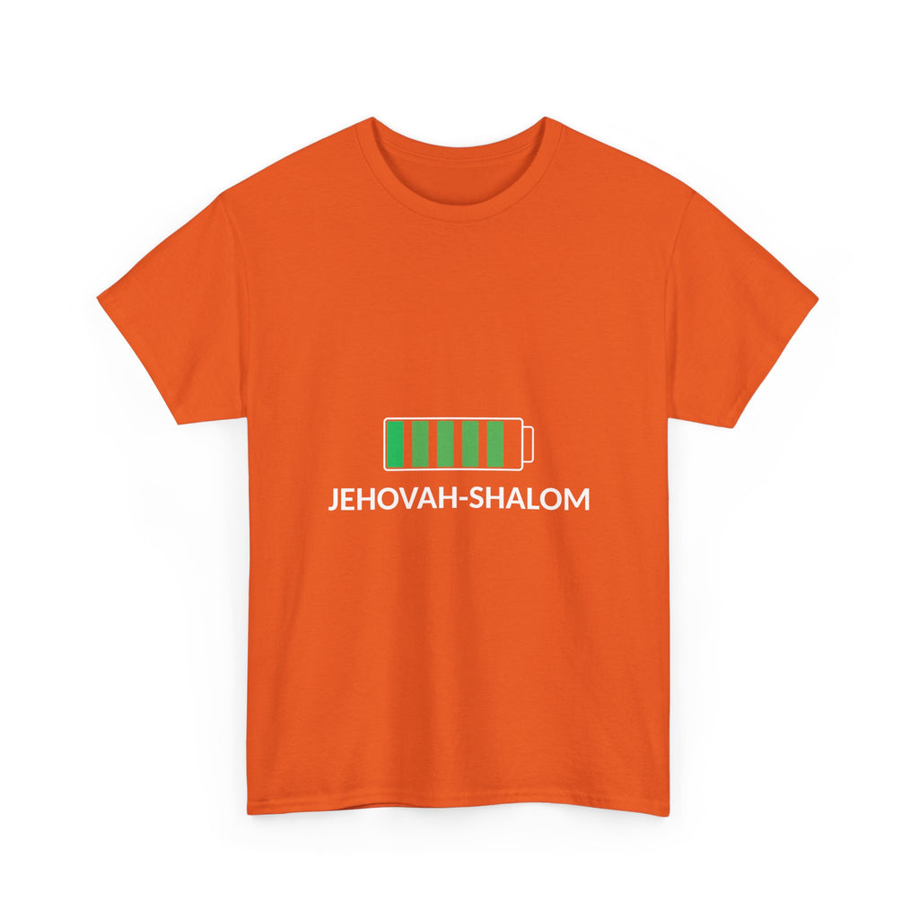 Jehovah-Shalom Battery Graphic Tee — Christian Faith Peace T-Shirt
