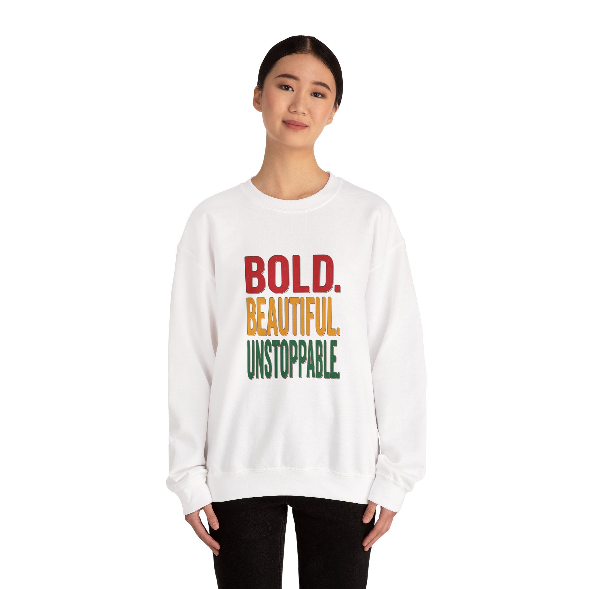 Bold Beautiful Unstoppable Crewneck Sweatshirt | Juneteenth Pan-African Colors