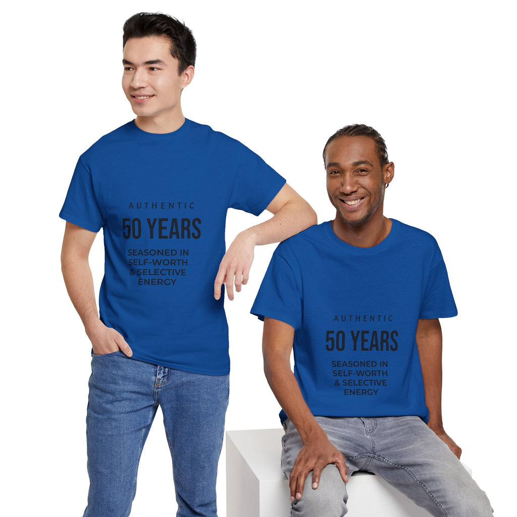 50 Years Seasoned In Self-Worth Tee — Selective Energy Birthday Shirt