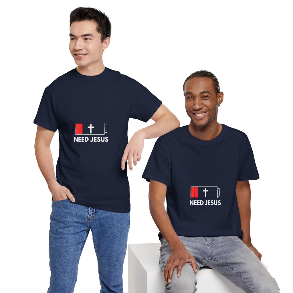Need Jesus Low Battery Christian T-Shirt