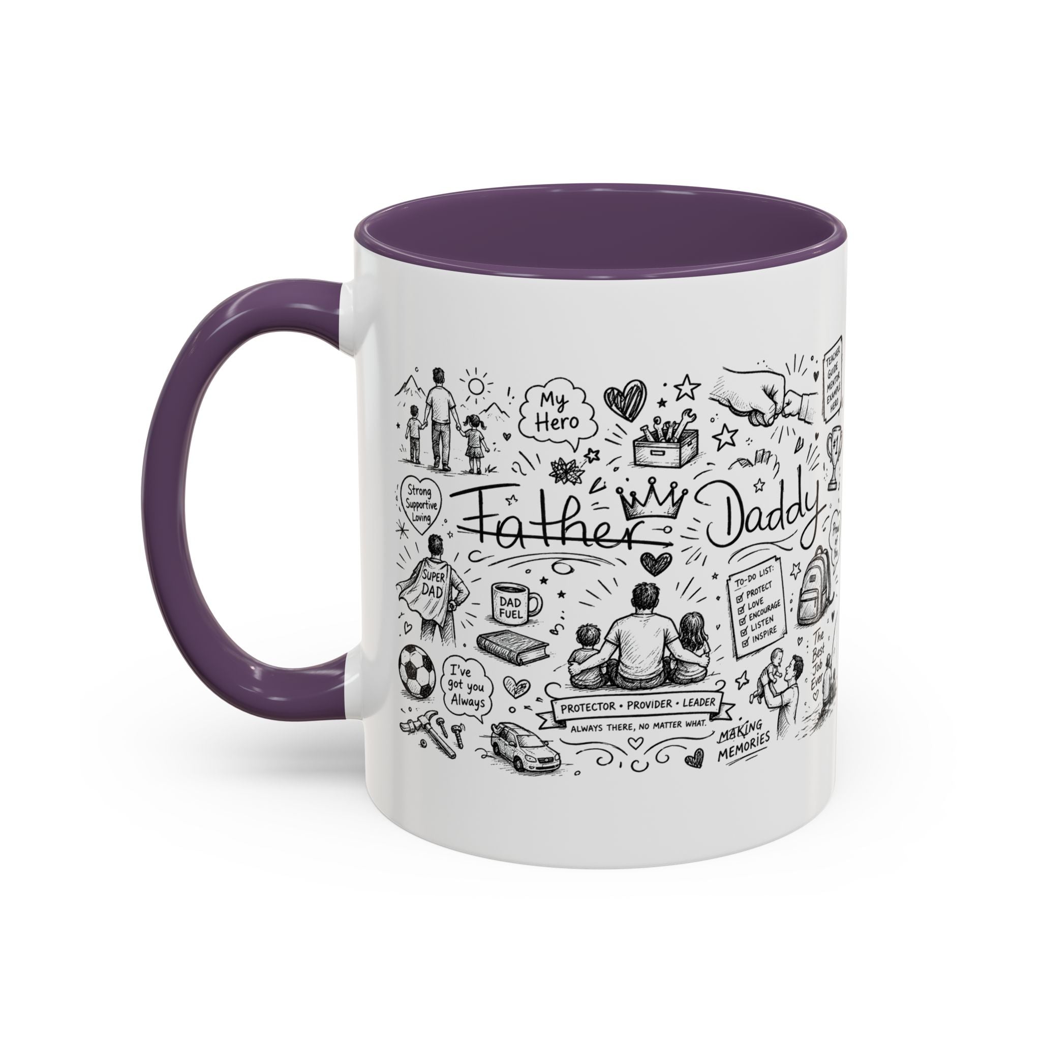 Father/Daddy Illustrated Memory Coffee Mug — Black Accent 11/15oz