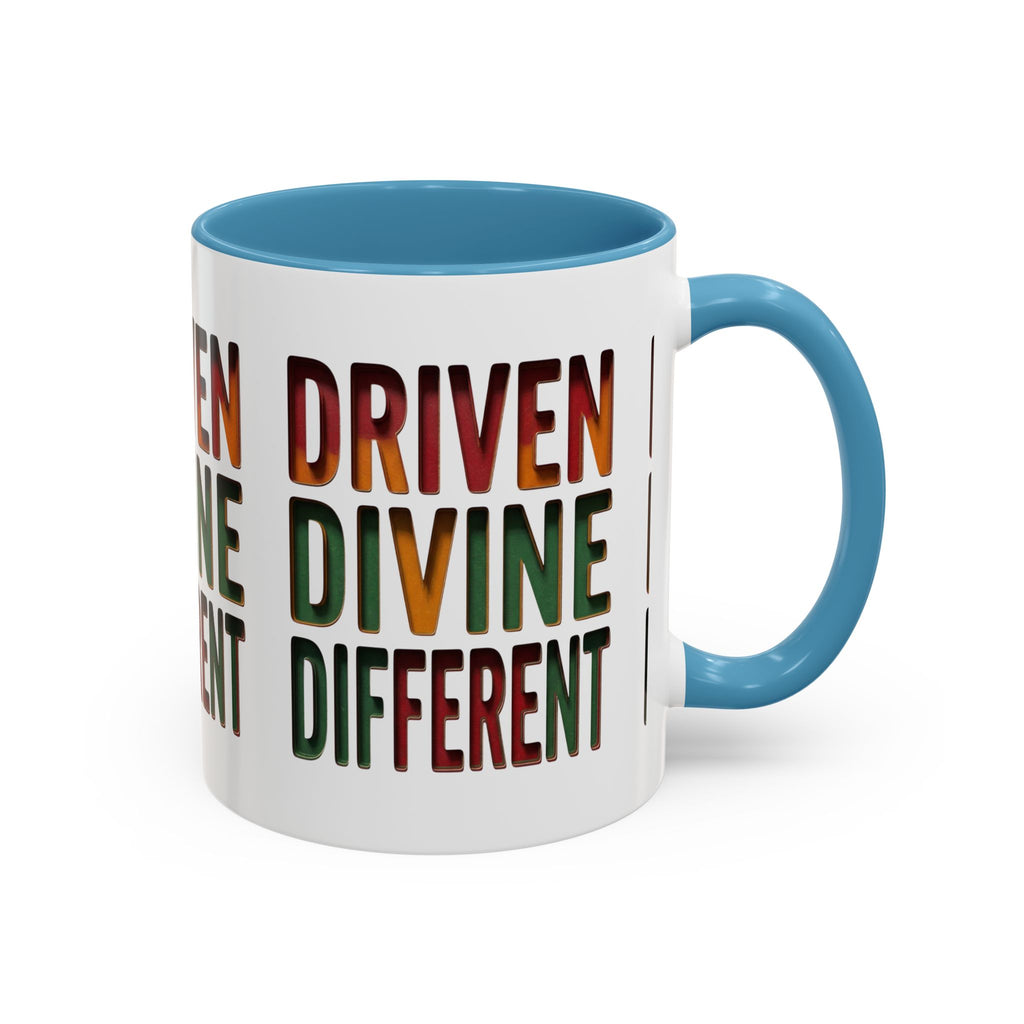 Driven Divine Different Accent Coffee Mug – Inspirational Rasta Color Typography (11/15oz)
