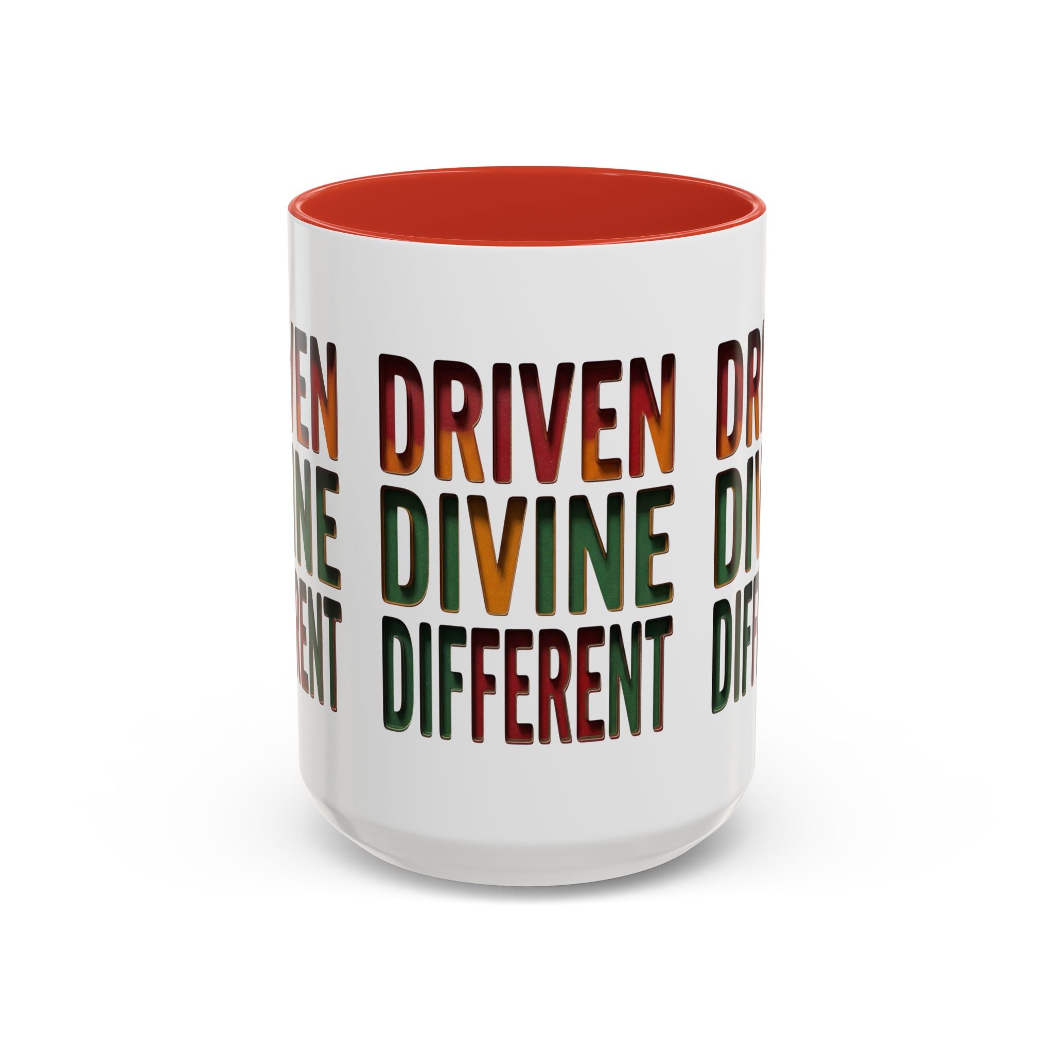 Driven Divine Different Accent Coffee Mug – Inspirational Rasta Color Typography (11/15oz)