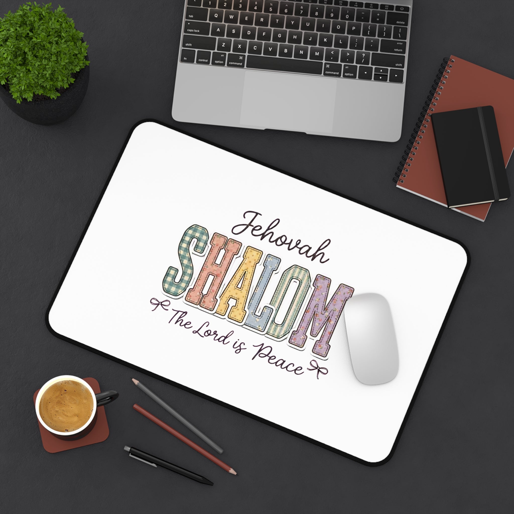 Desk Mat — "Jehovah Shalom: The Lord Is Peace" Inspirational Office Desk Mat