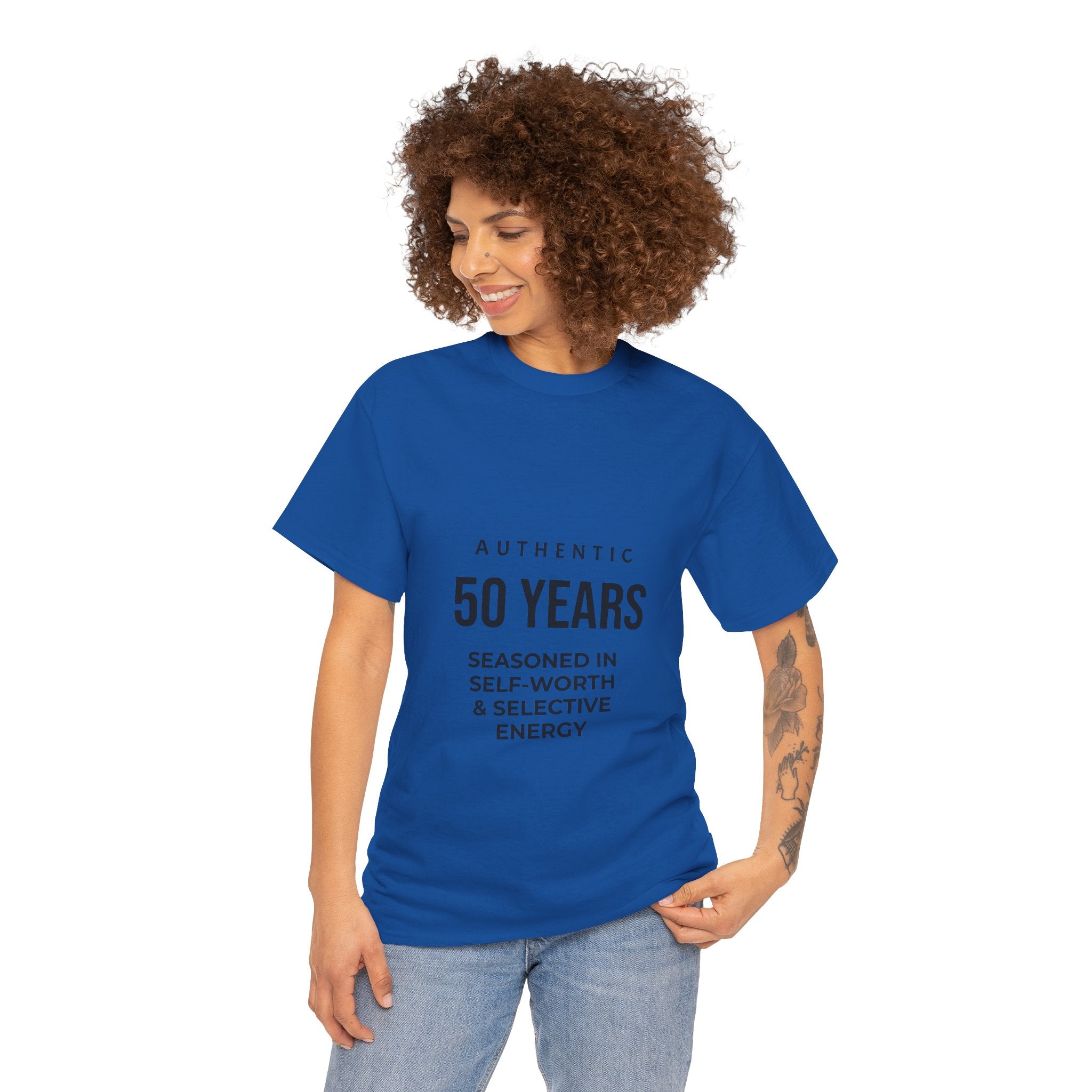 50 Years Seasoned In Self-Worth Tee — Selective Energy Birthday Shirt