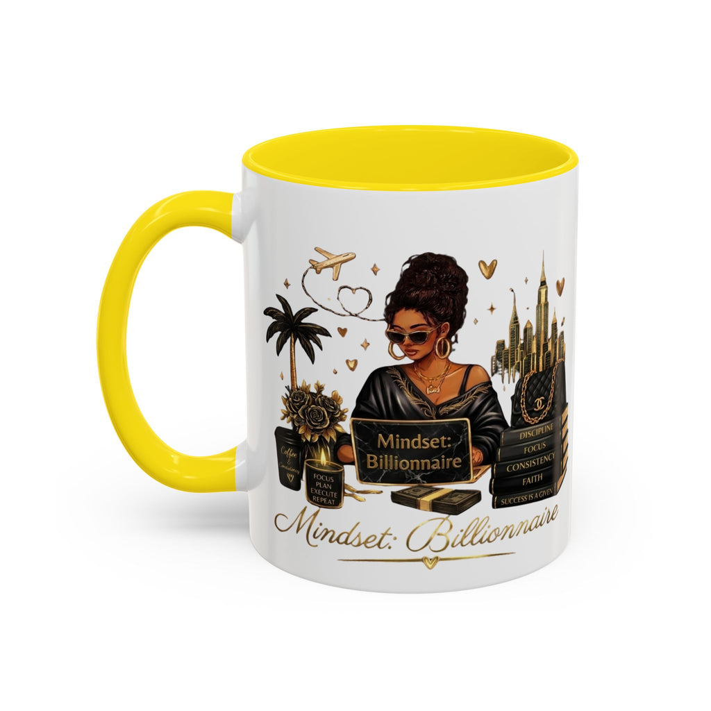 Mindset: Billionaire Accent Coffee Mug — Inspirational Black Woman Design (11/15 oz)