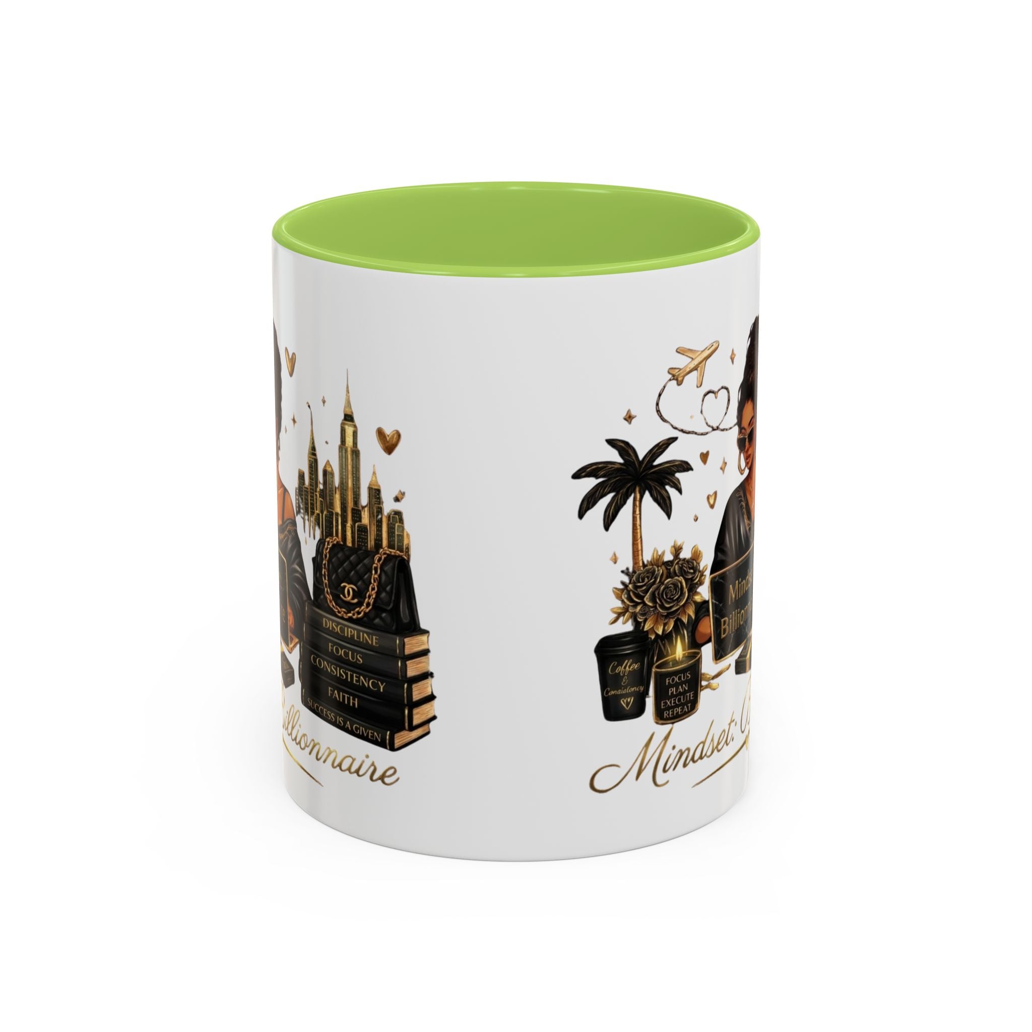 Mindset: Billionaire Accent Coffee Mug — Inspirational Black Woman Design (11/15 oz)