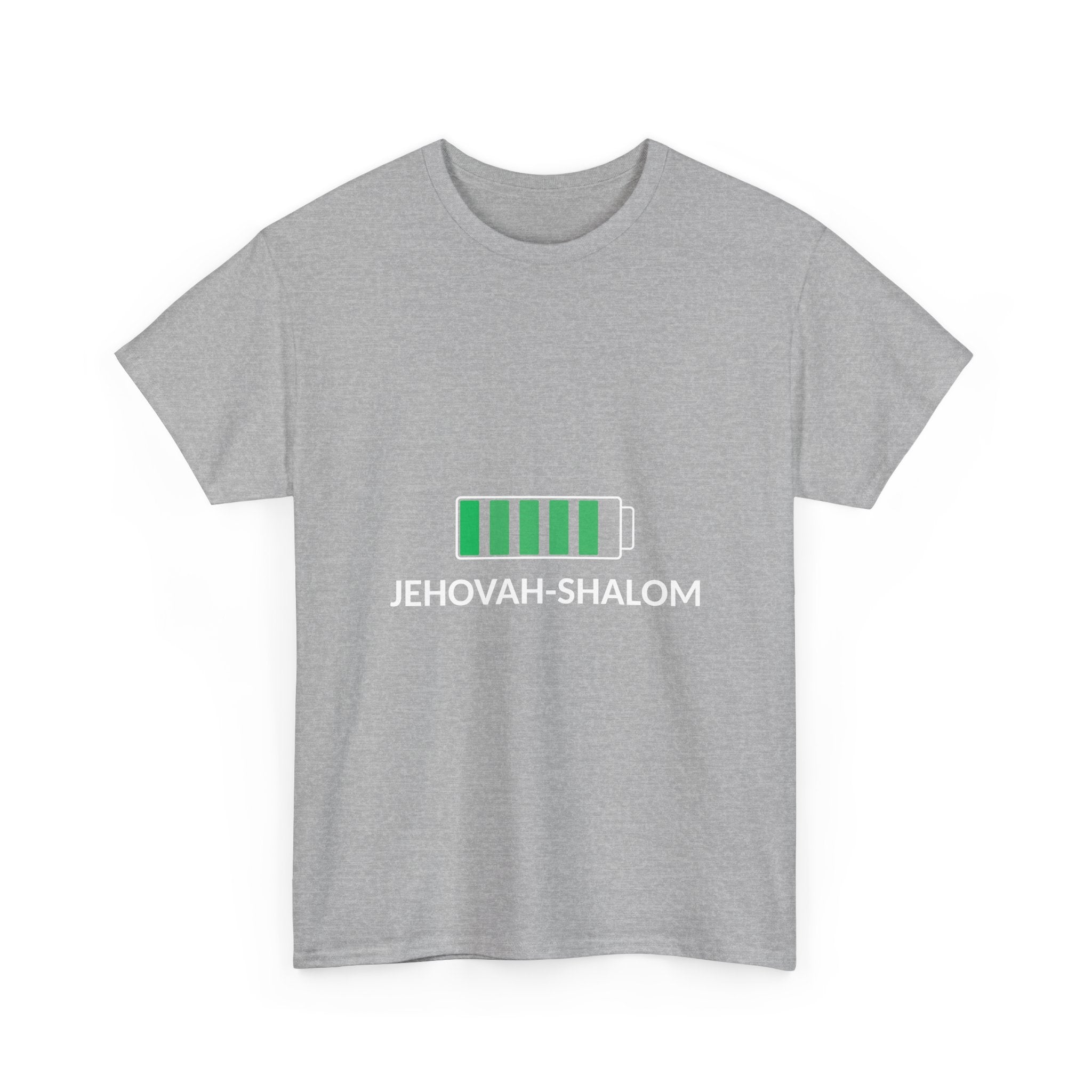 Jehovah-Shalom Battery Graphic Tee — Christian Faith Peace T-Shirt