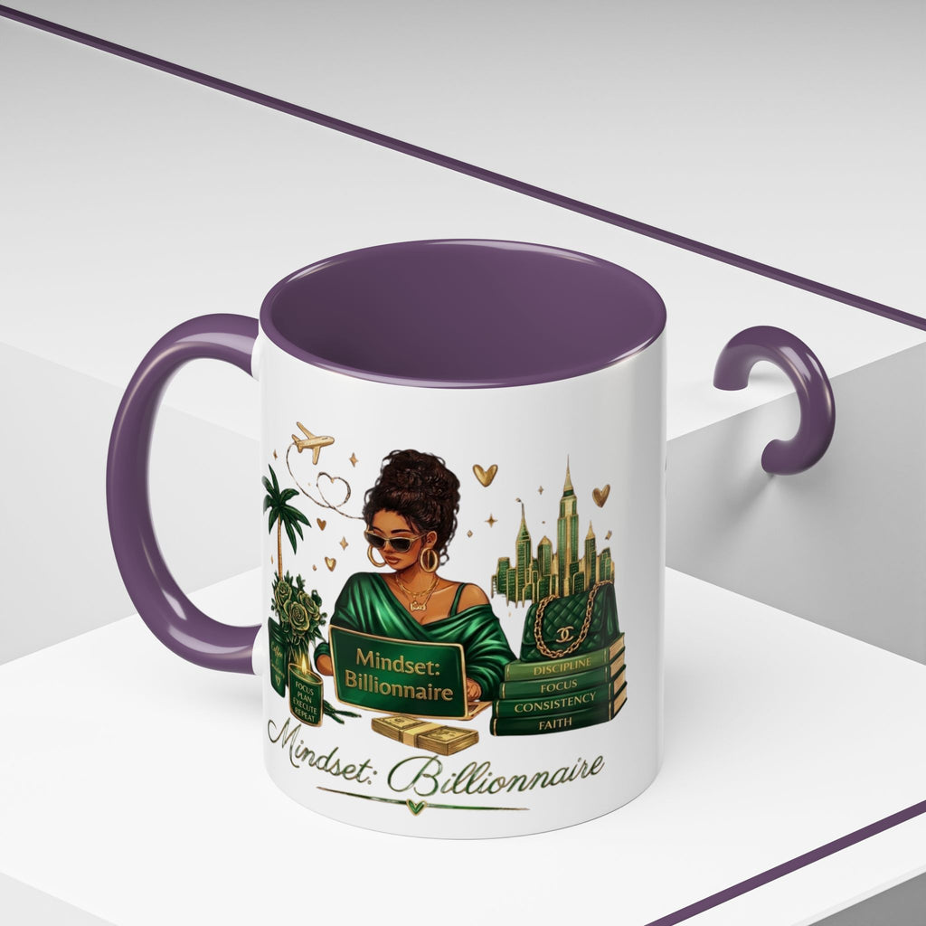 Mindset: Billionaire Accent Coffee Mug — Inspirational Black Woman Design