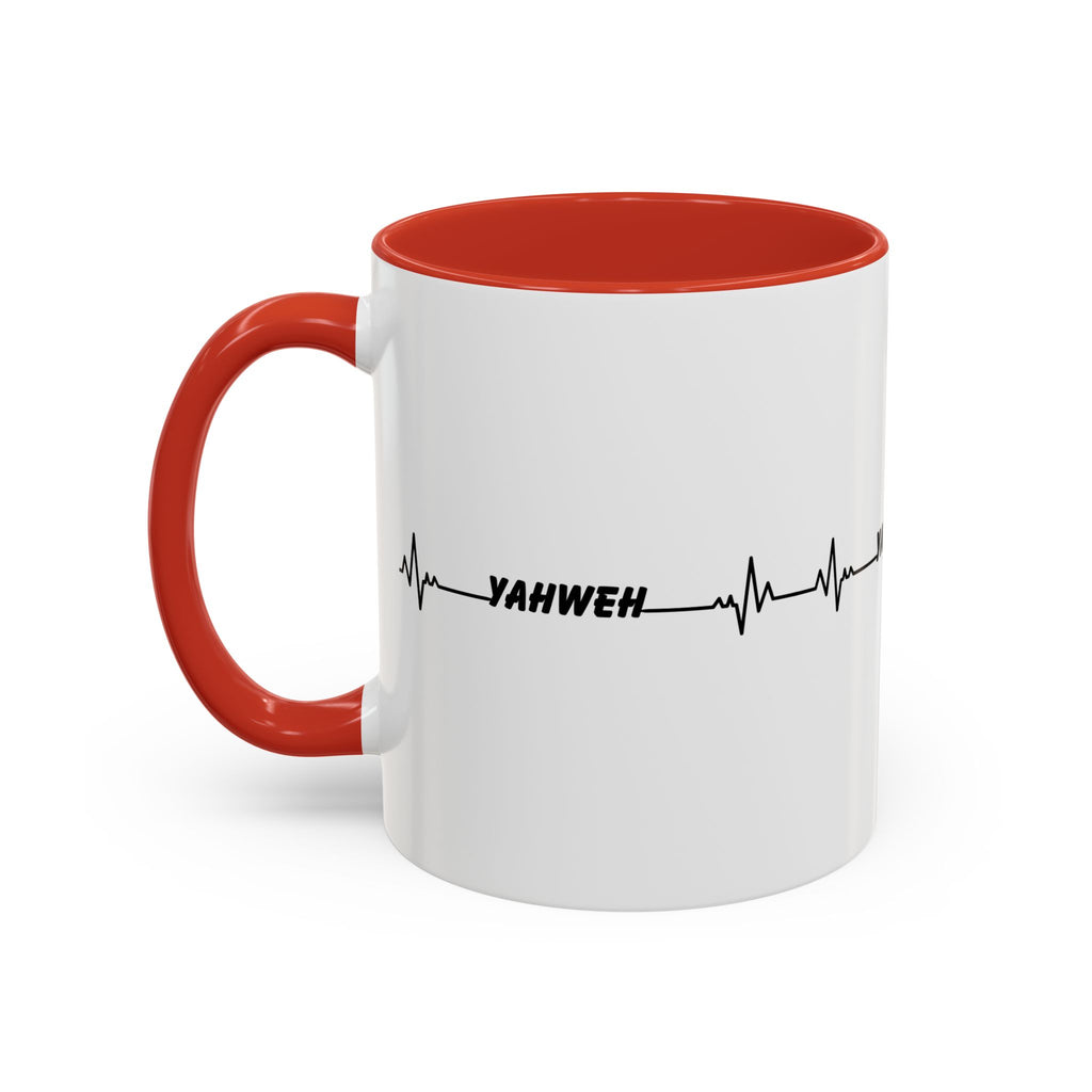 Yahweh Heartbeat Accent Coffee Mug — Christian Faith Prayer Gift (11/15oz)