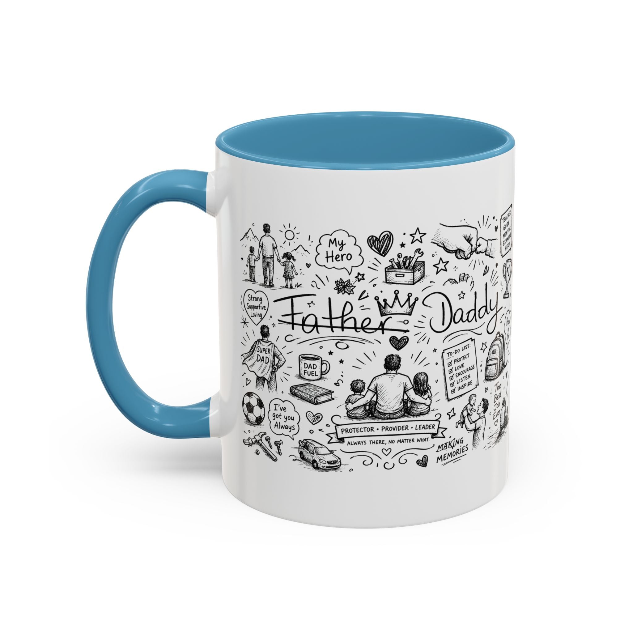 Father/Daddy Illustrated Memory Coffee Mug — Black Accent 11/15oz