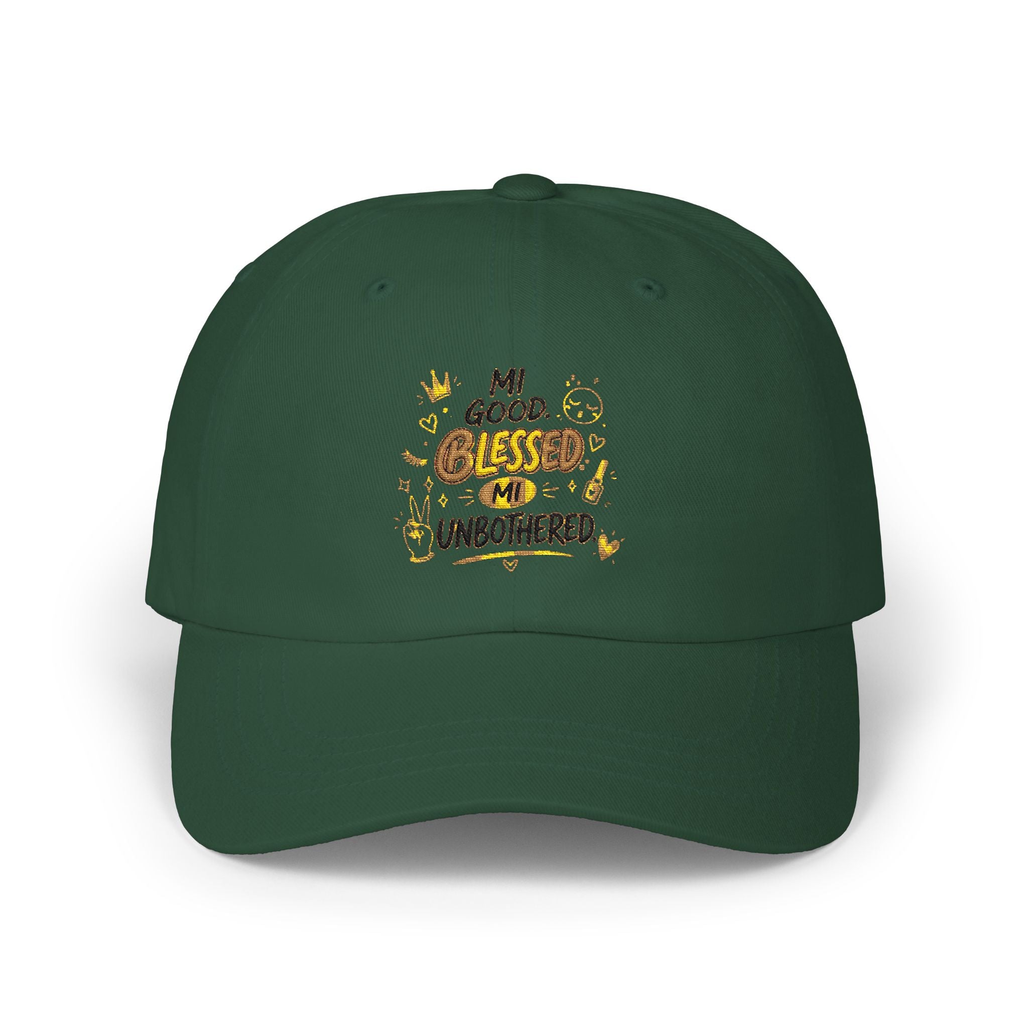 Dad Cap - "Blessed & Unbothered" Embroidered White Baseball Hat