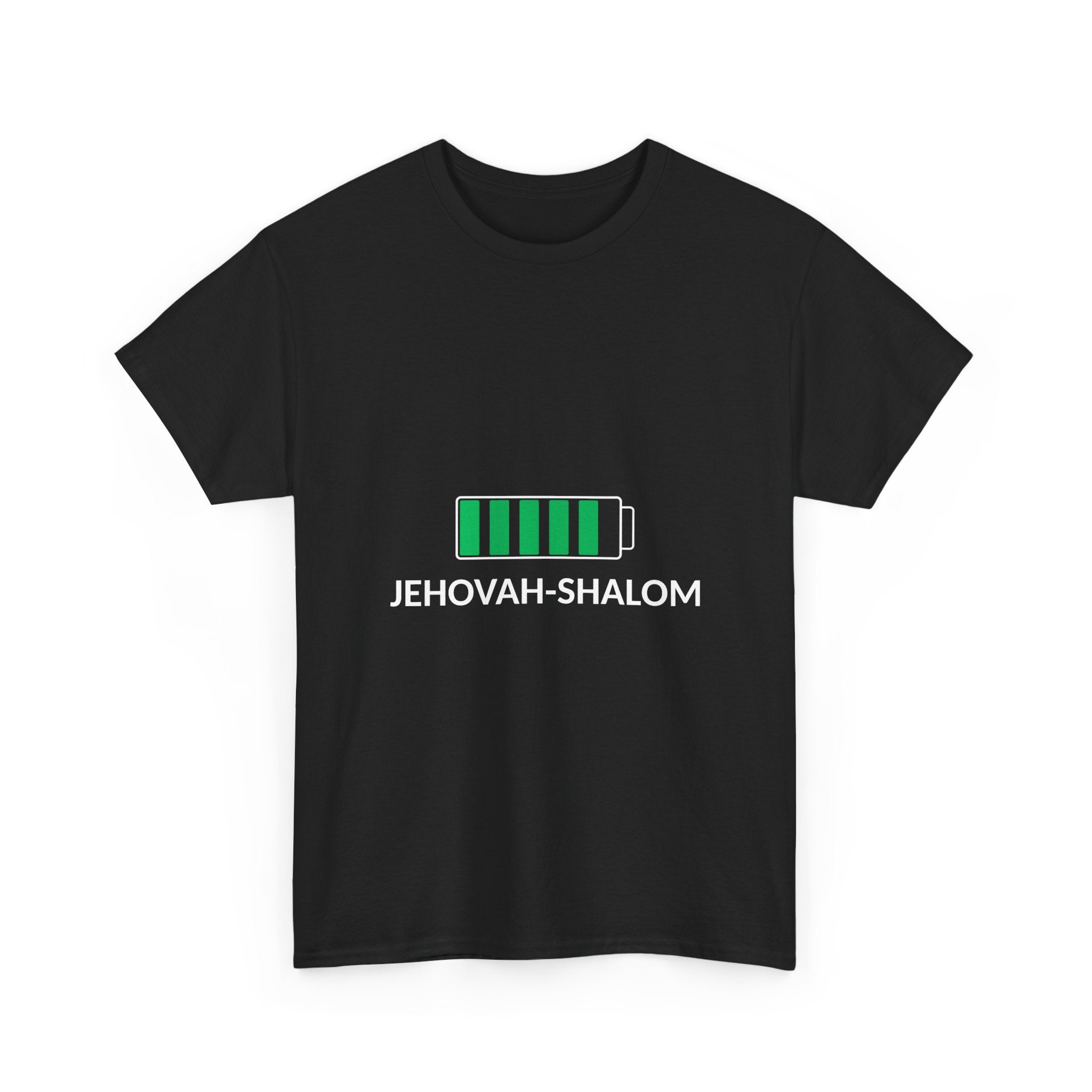 Jehovah-Shalom Battery Graphic Tee — Christian Faith Peace T-Shirt