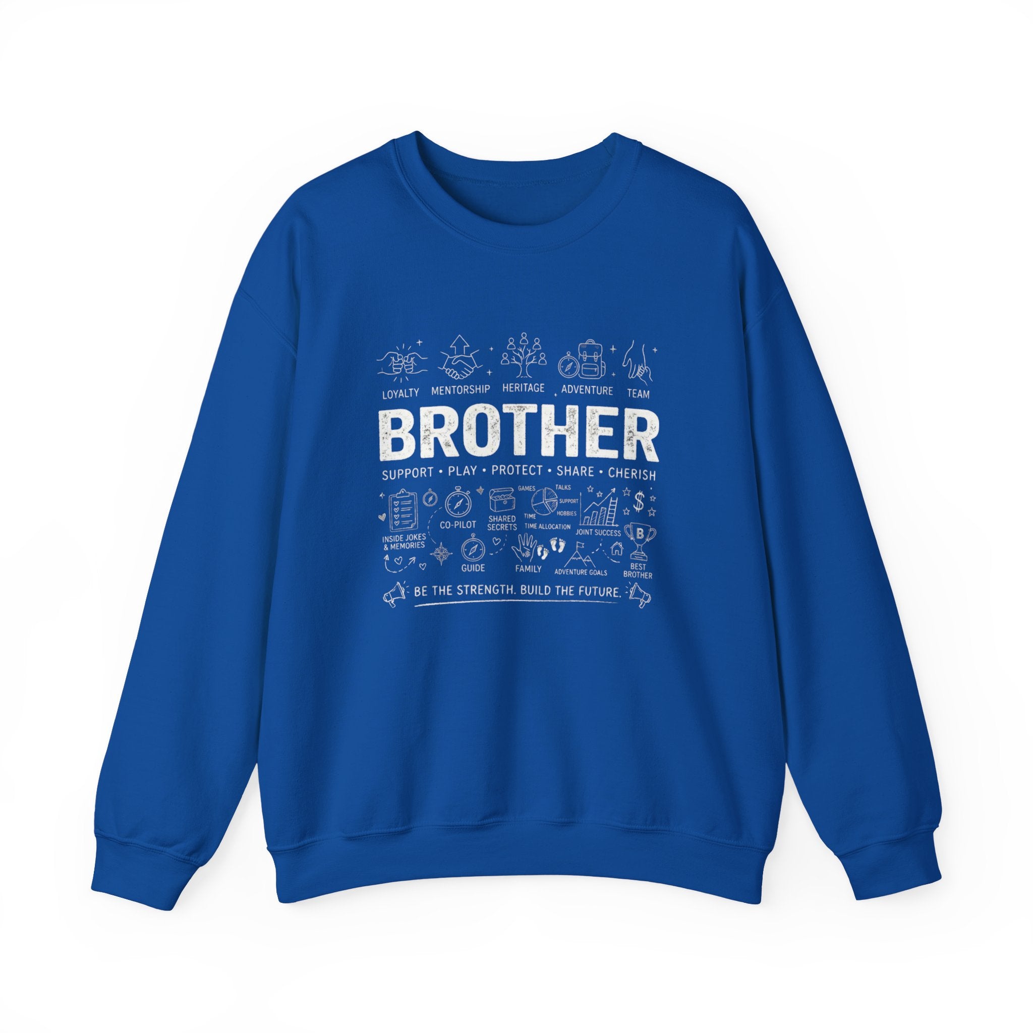 Brother Crewneck Sweatshirt – Brotherhood Icons Design (Loyalty, Mentorship, Adventure)