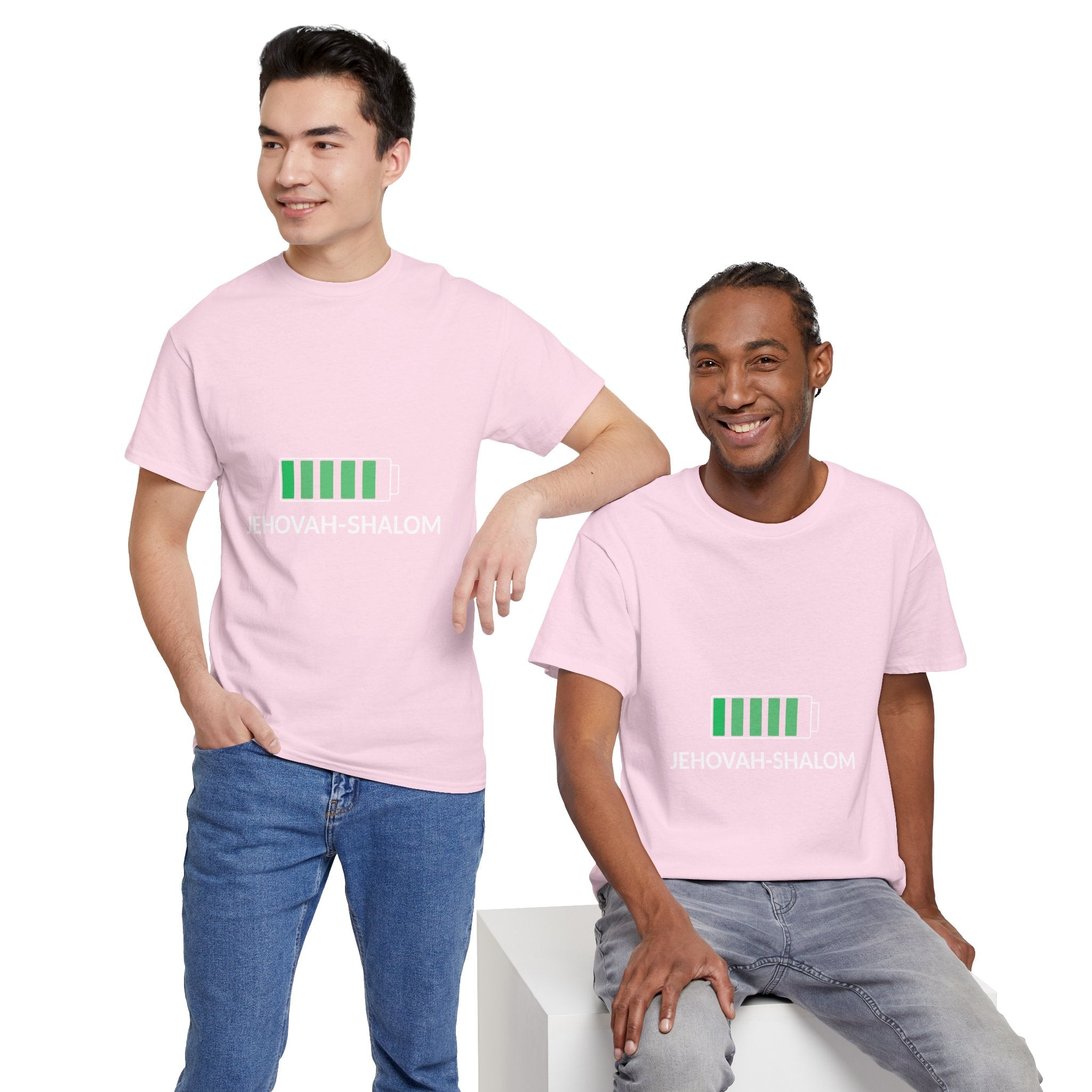 Jehovah-Shalom Battery Graphic Tee — Christian Faith Peace T-Shirt