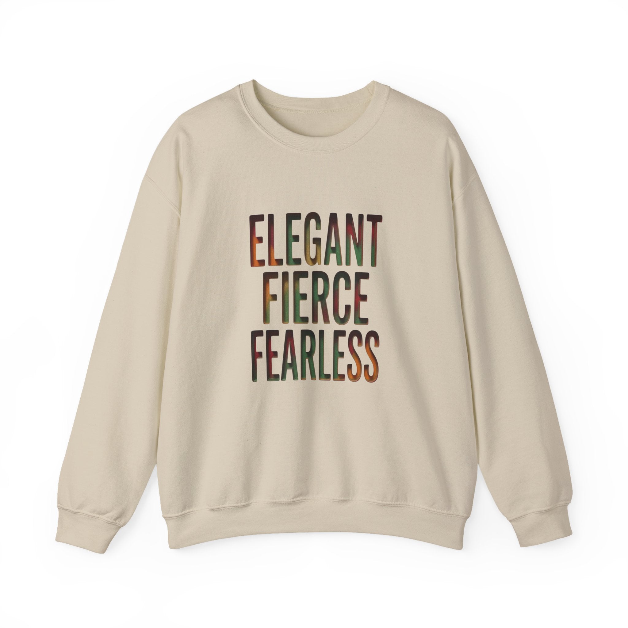 Elegant Fierce Fearless Crewneck Sweatshirt | Juneteenth Pan-African Typography 1865
