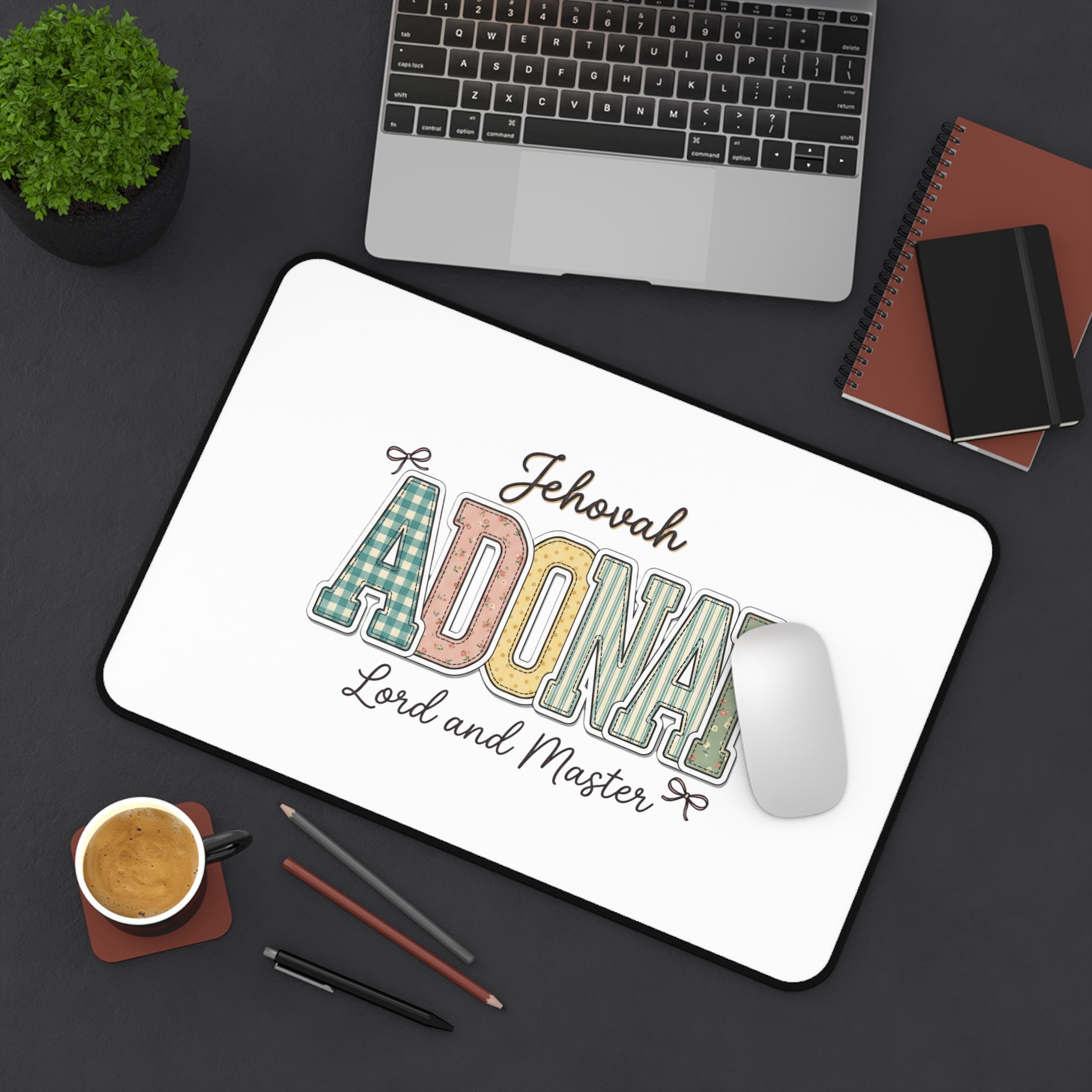 Adonai Desk Mat – “Jehovah Adonai, Lord and Master” Inspirational Office Mouse Pad