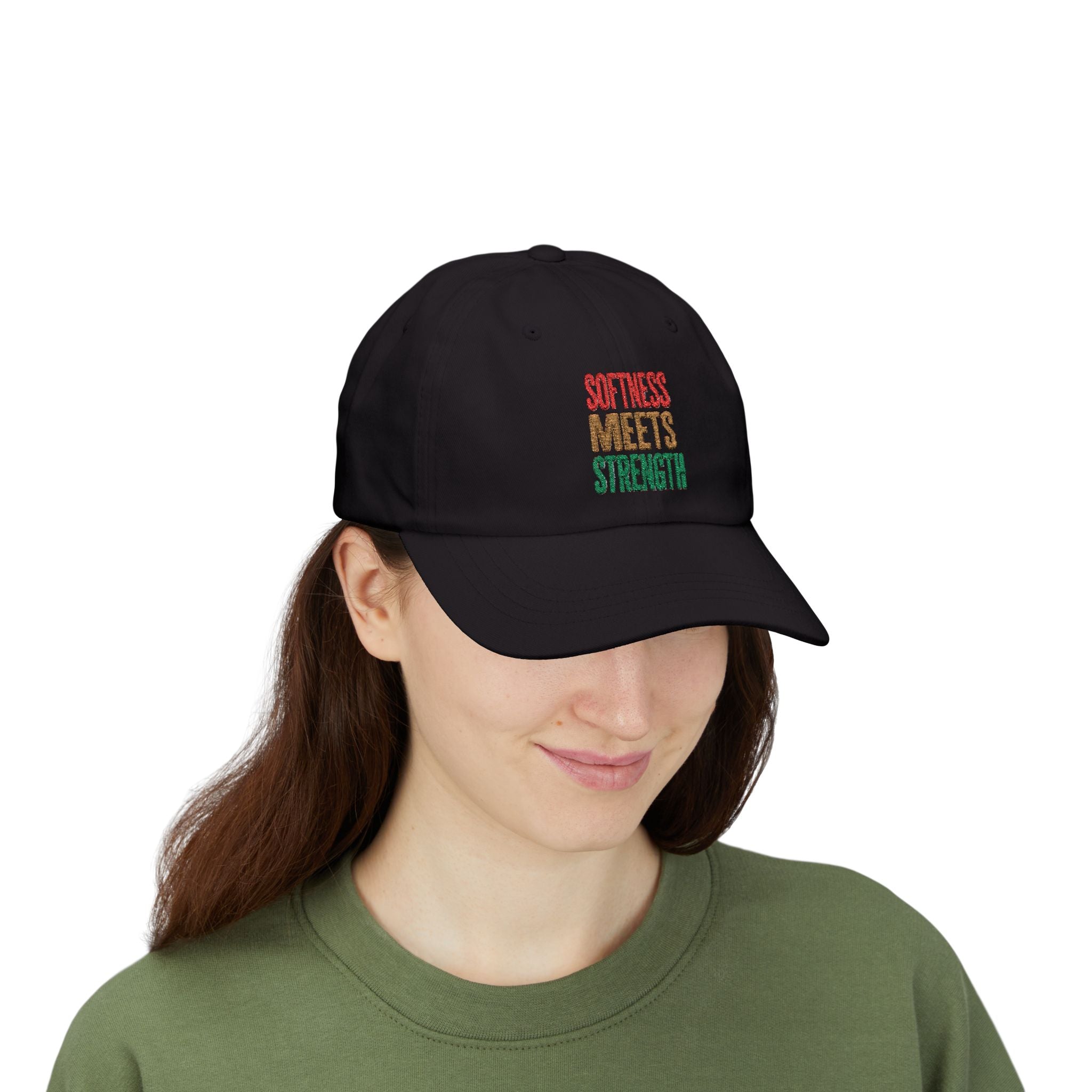 Dad Cap — "Softness Meets Strength" Embroidered Adjustable Baseball Hat