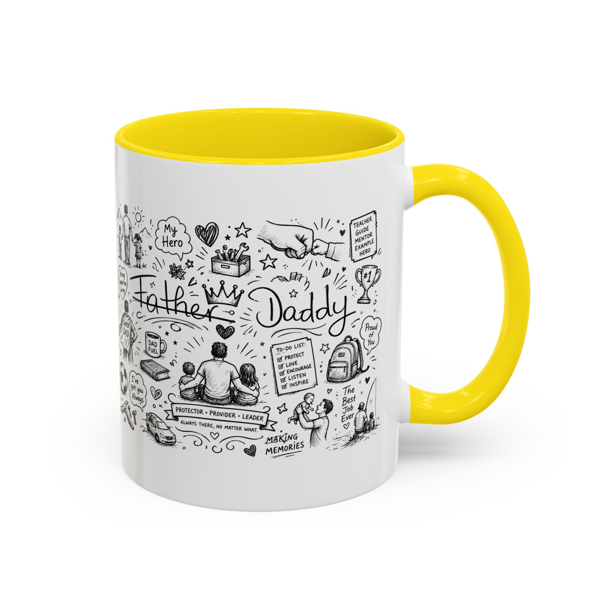 Father/Daddy Illustrated Memory Coffee Mug — Black Accent 11/15oz