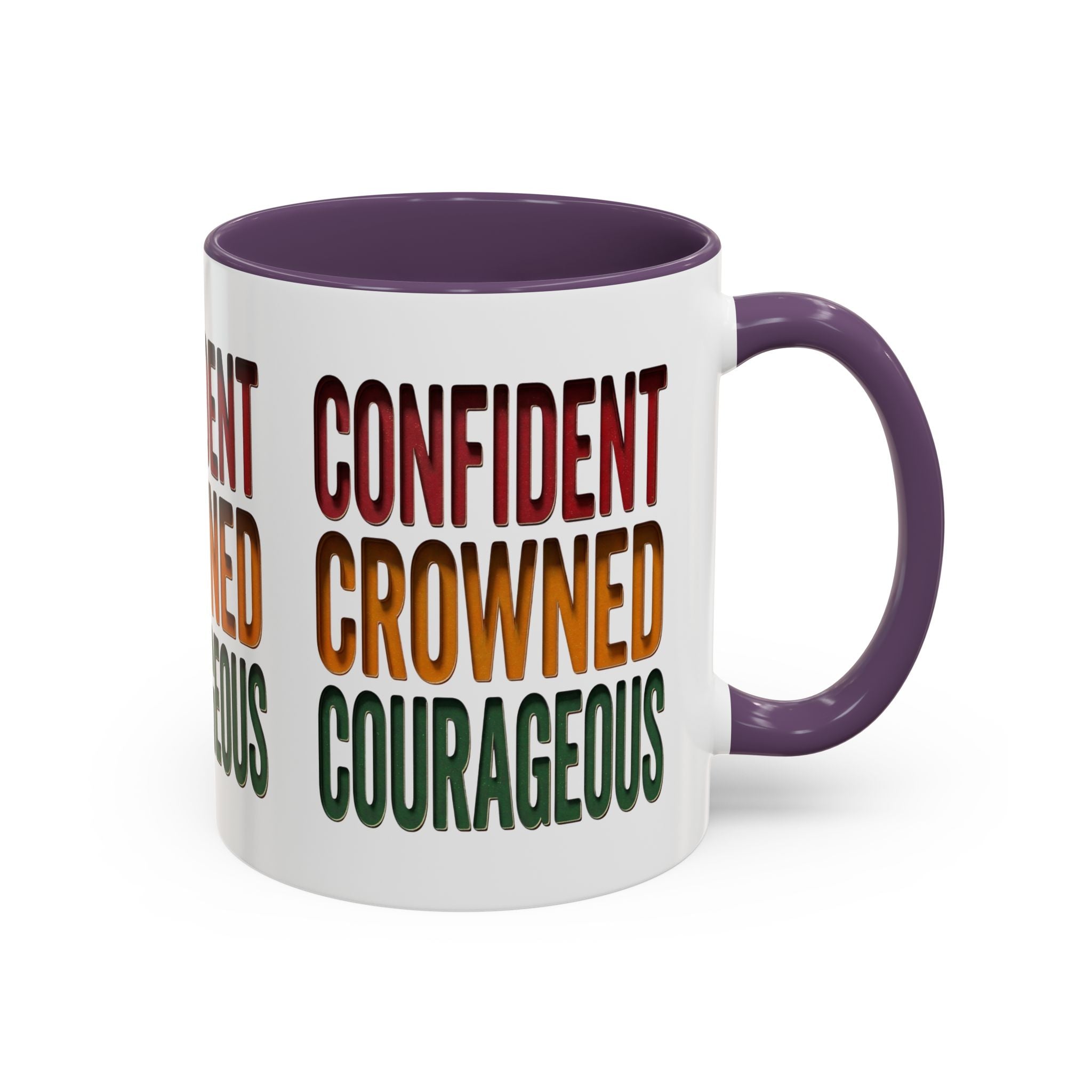 Accent Coffee Mug — 'Confident, Crowned, Courageous' Empowerment Coffee Mug