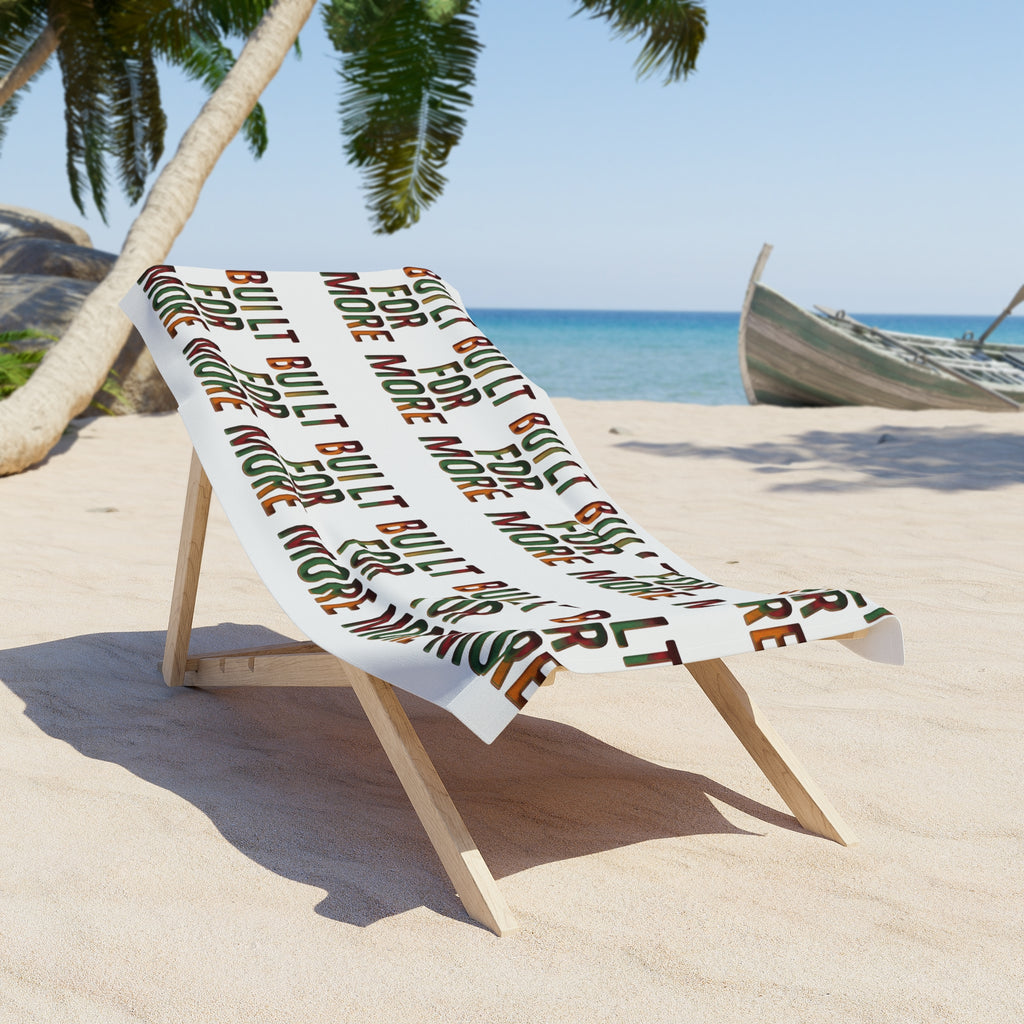 Built For More Beach Towel — Bold Repeating Text Design