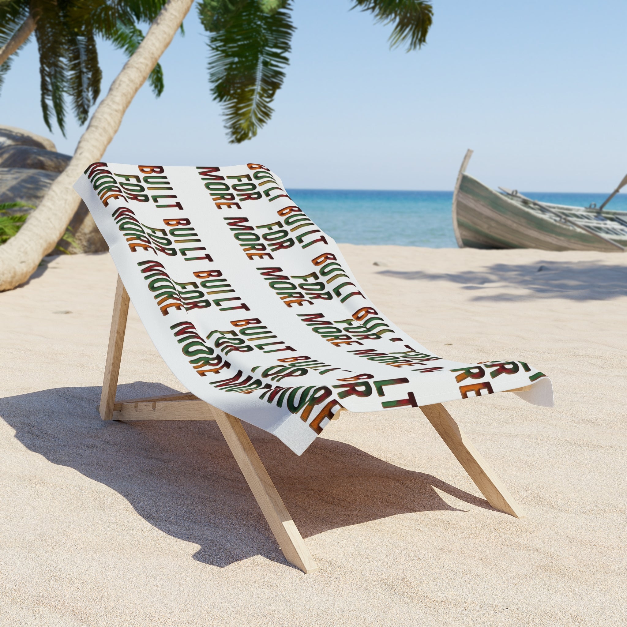 Built For More Beach Towel — Bold Repeating Text Design