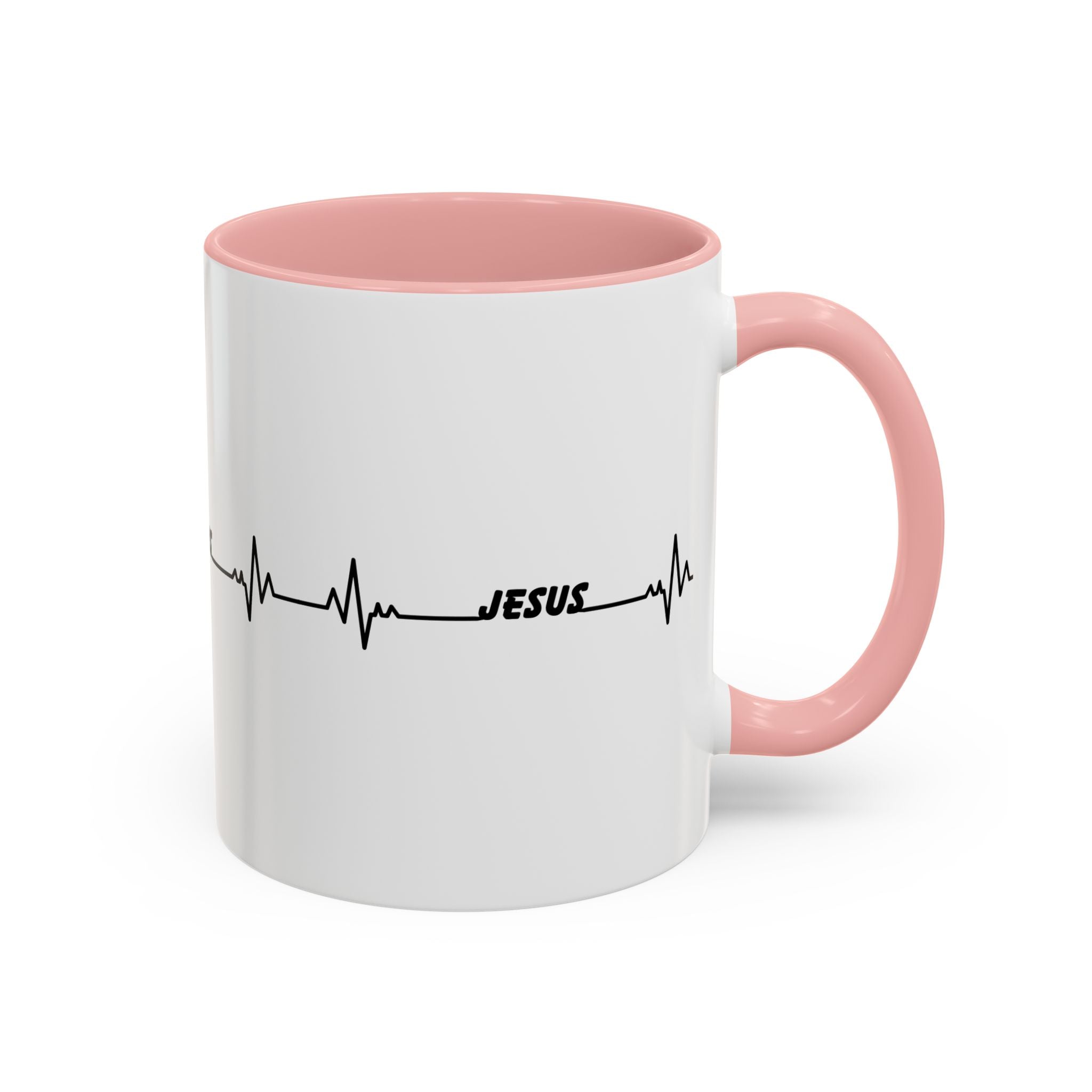 Jesus Heartbeat Accent Coffee Mug — Christian Faith Gift
