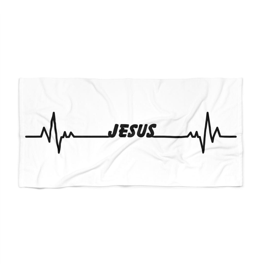 Jesus Heartbeat Beach Towel — Christian Faith Pool & Summer Towel